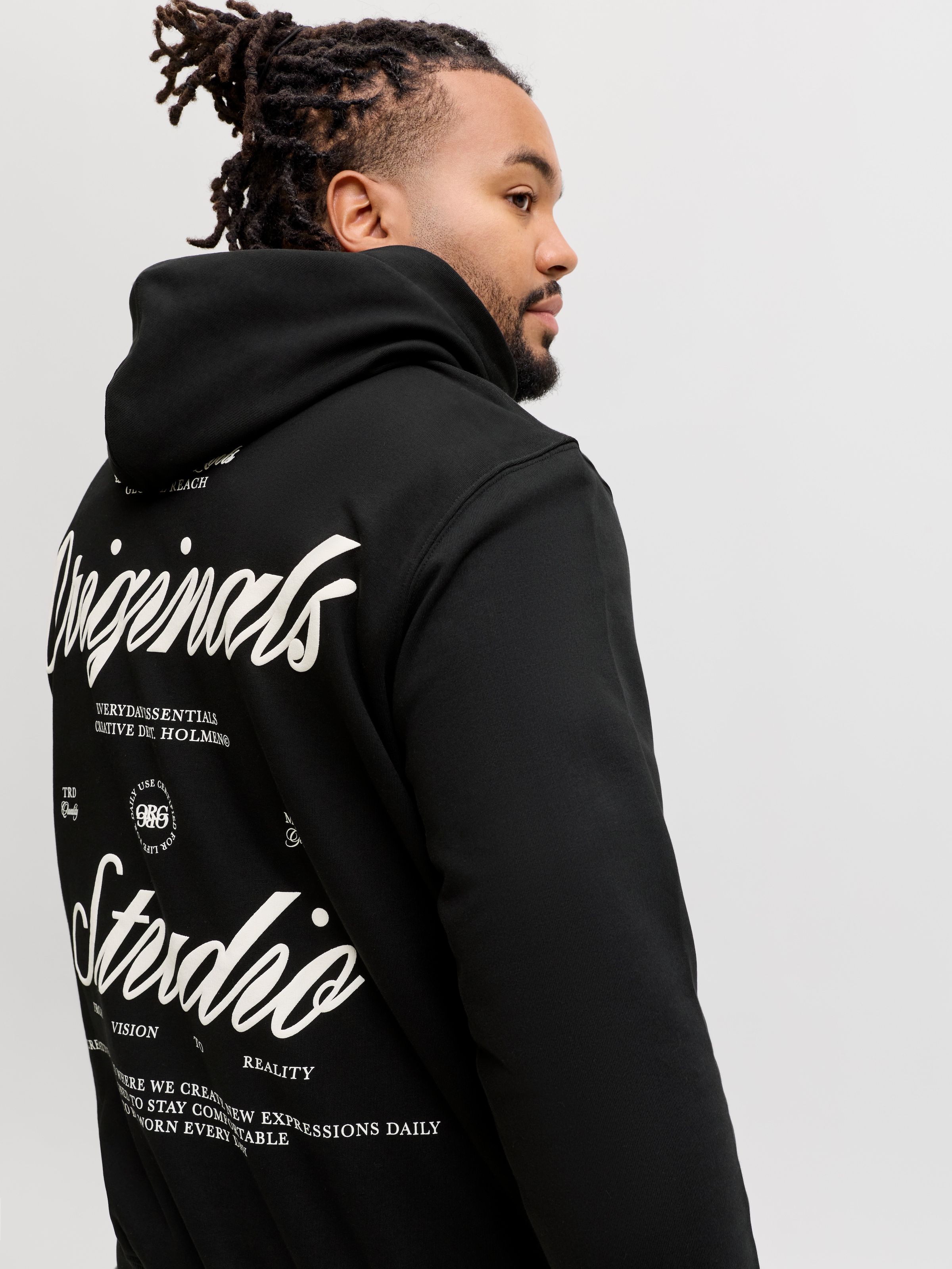 Jack & Jones PlusSize Sweat à capuche »JORNORREBRO TYPO BACK SWEAT HOOD PLS«, mélange coton, coupe régulière
