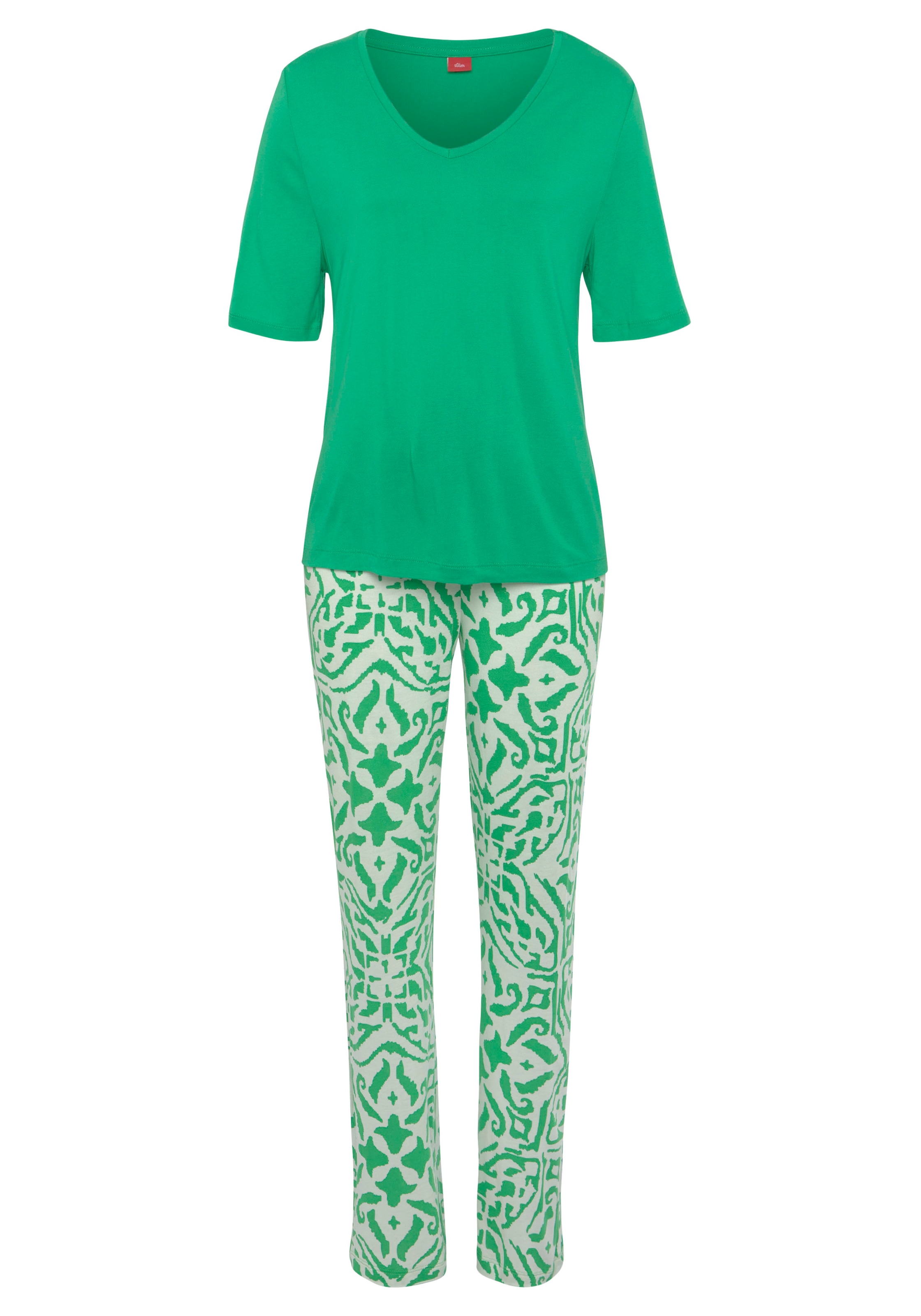 s.Oliver Pyjama 2 tlg. mit floralem Ethno-Muster