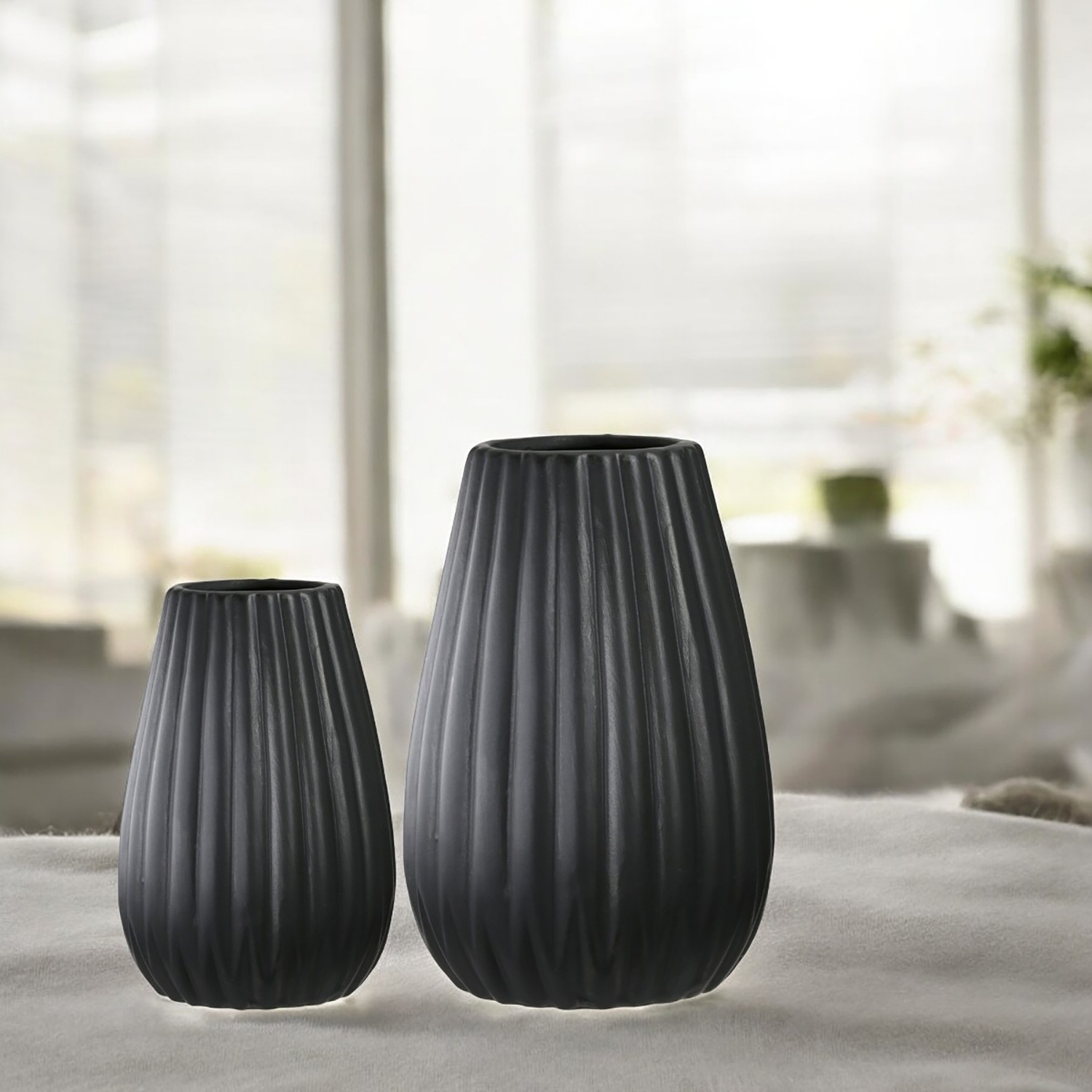 Casablanca by Gilde Tischvase »2tlg. Set Vase Piega schwarz H.17 cm«