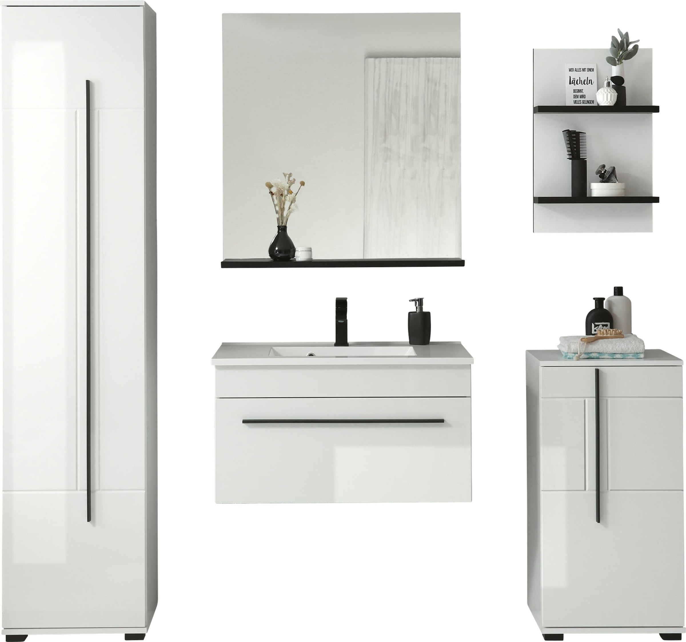 INOSIGN Badmöbel-Set »Cantara, Bad im modernen Design, 5-teiliges Badezimmer« Set, 5 Stk. tlg.