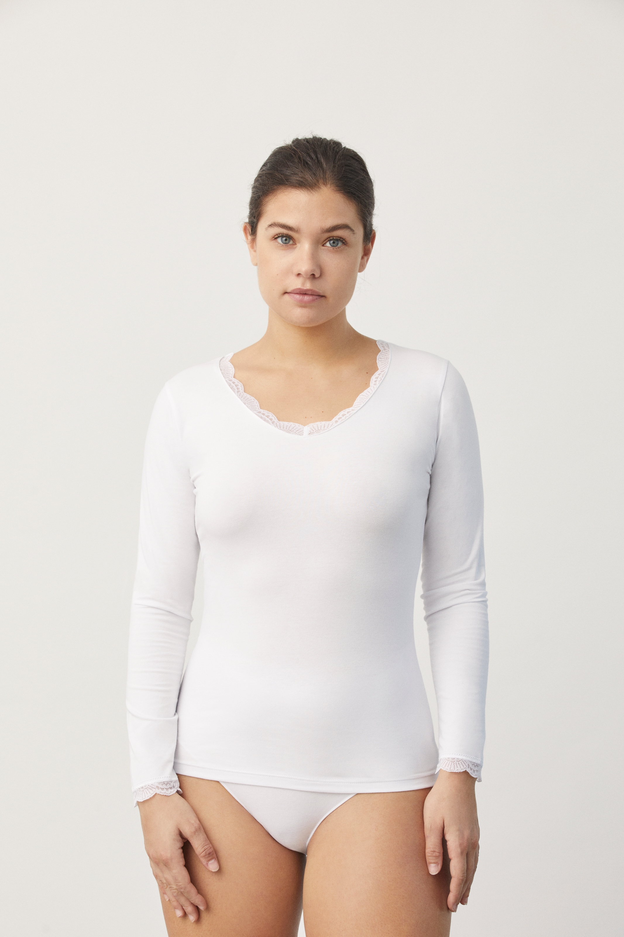 YSABEL MORA Langarmshirt »BASIC COLLECTION COTTON WITH LACE« 2er Pack,  das perfekte Basic-Longsleeve für jeden Tag