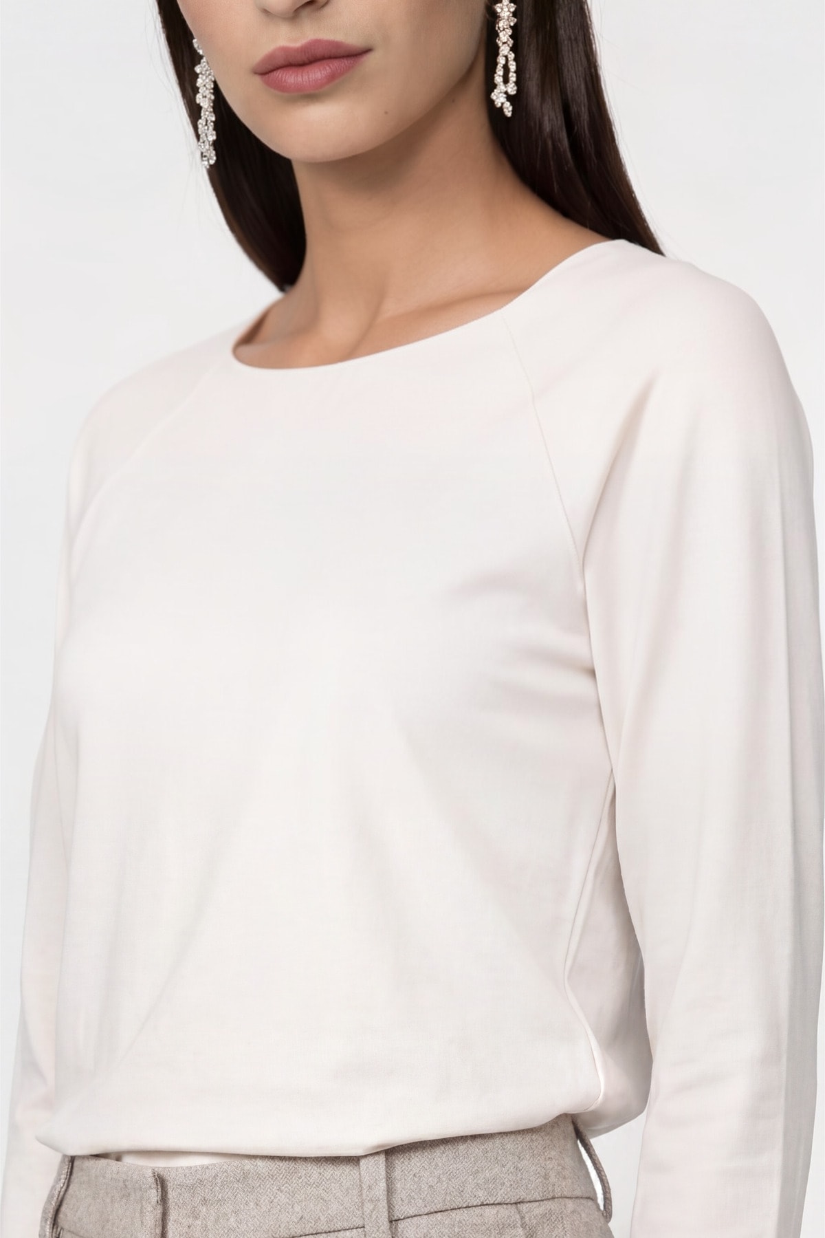 Monari T-shirt à manches longues »Basic« en mélange doux de viscose-modal, col rond
