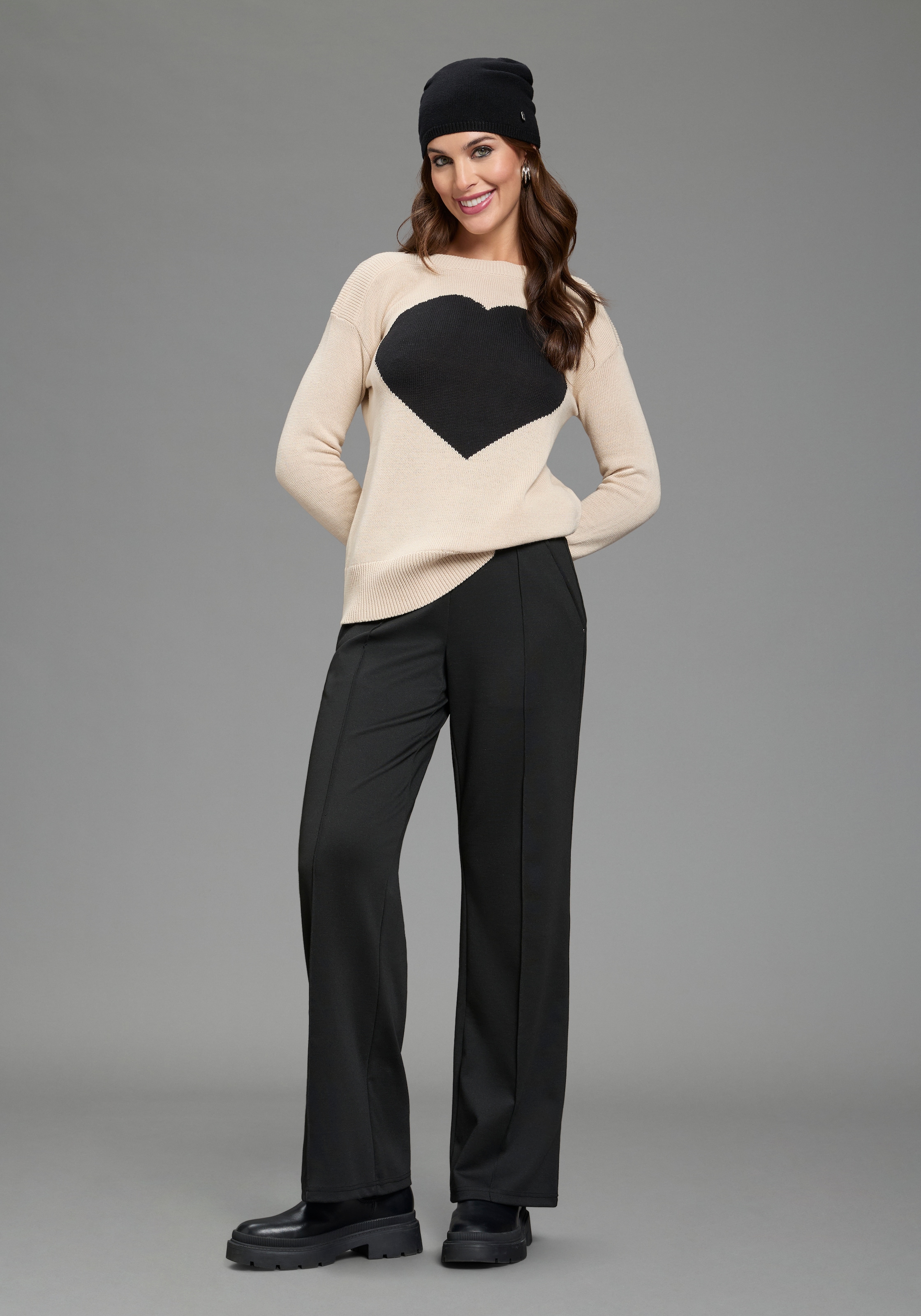 Laura Scott Pull en tricot avec motif tricot cœur