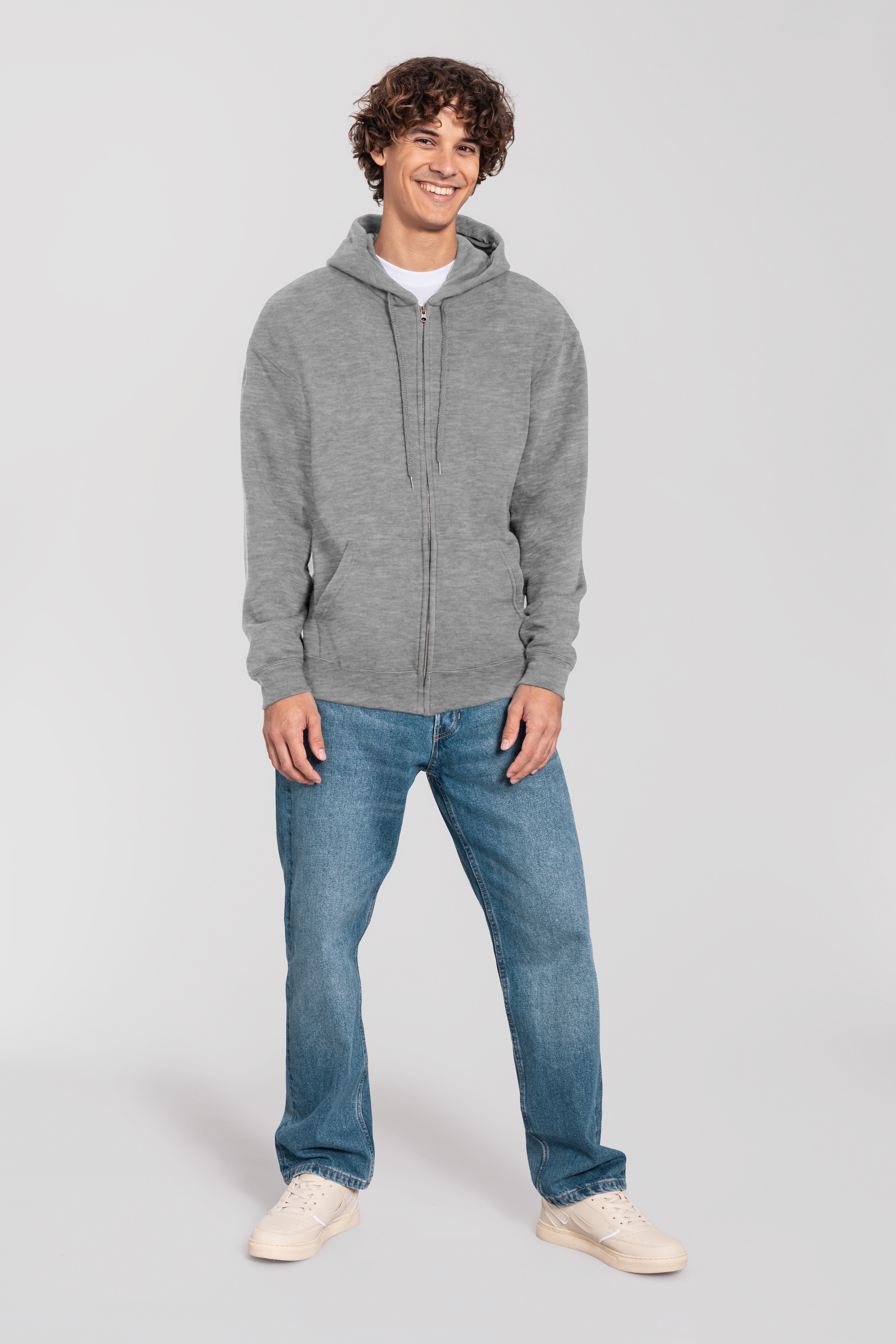 Fruit of the Loom Sweat à capuche »Iconic Premium Hooded Sweat Jacket« avec cordon de serrage, chiné, coupe normale
