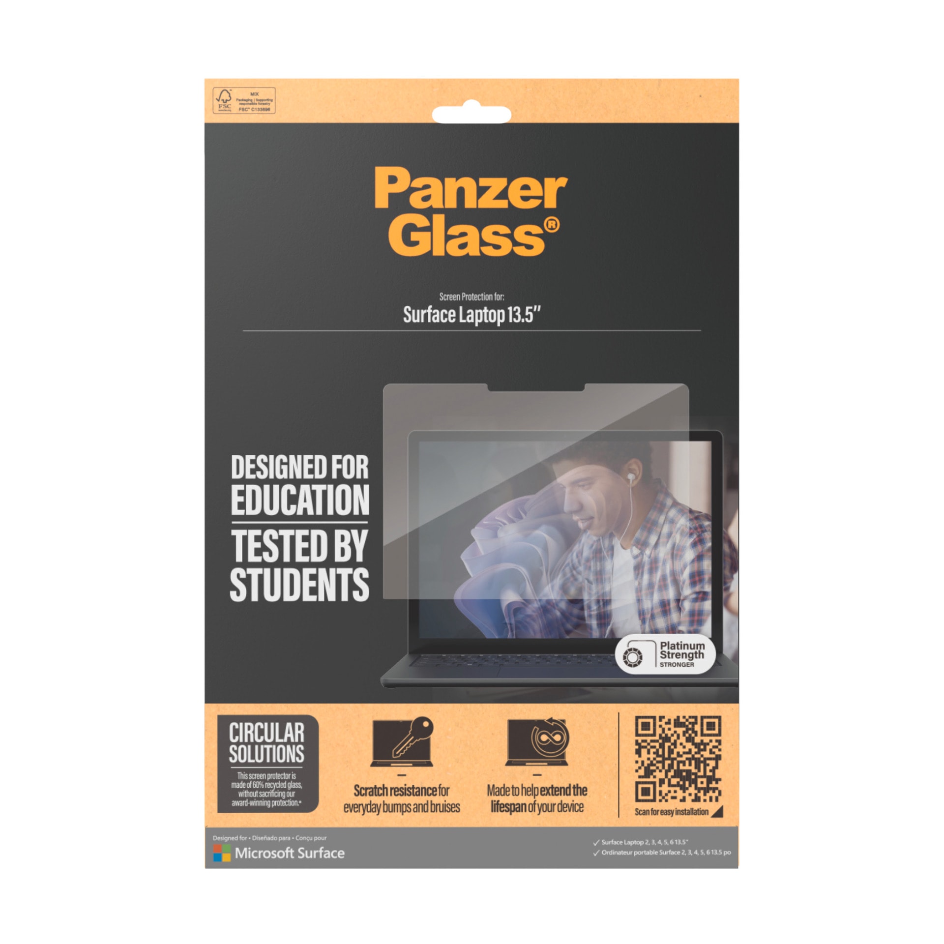 CARE by PanzerGlass Verre de protection d'écran »Screen Protector« für Microsoft Surface Laptop 13.5 2/3/4/5/6 Displayschutzfolie, Schutzfolie, Bildschirmschutz, kratz- & stossfest