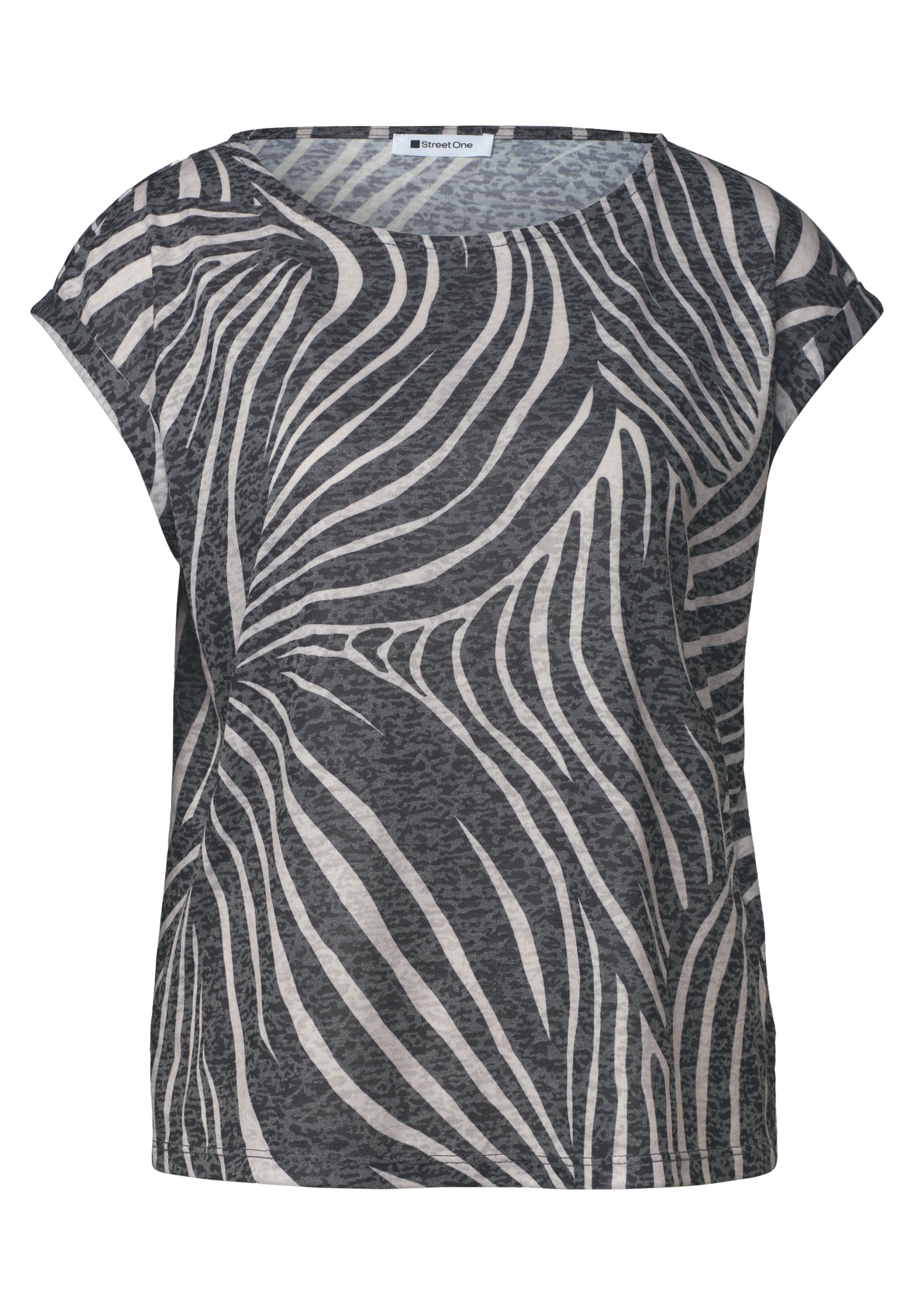 STREET ONE Haut de chemise t-shirt d'été effet burnout / imprimé intégral