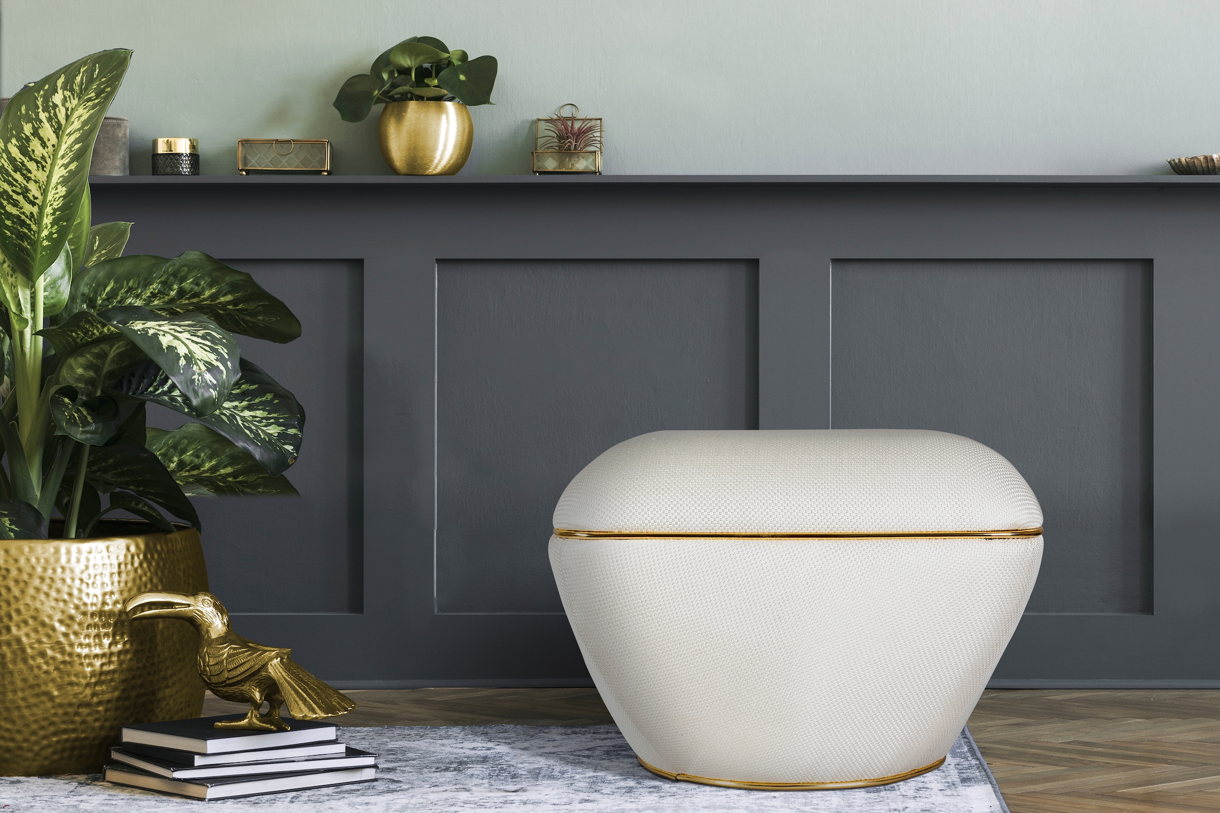 Kayoom Pouf »Hocker Contessa 125, vielseitig einsetzbarer Allrounder, elegante Form« 1 cuis tlg. komfortabel, hochqualitativ, pflegeleicht, elegante Form