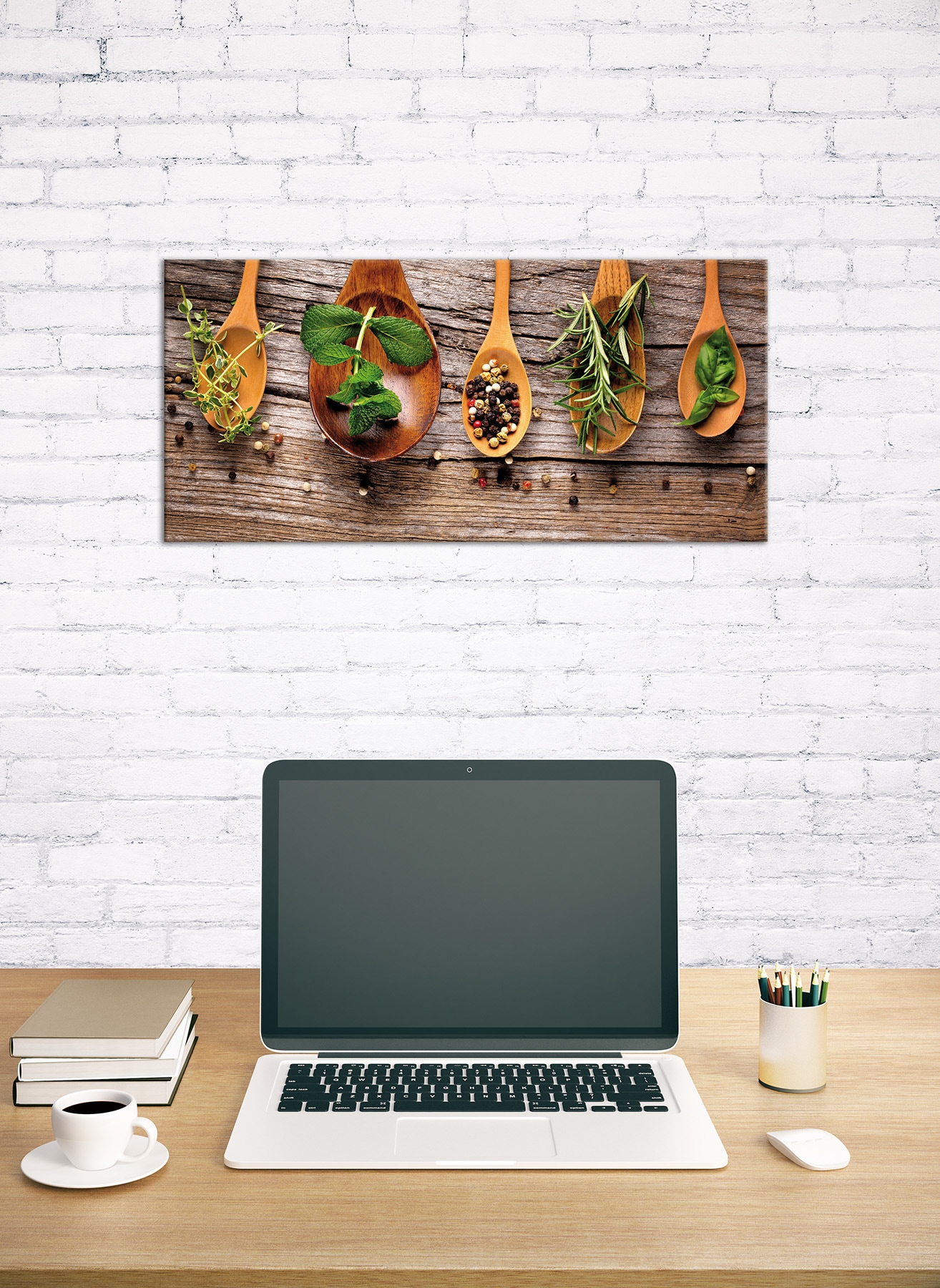 Bönninghoff Leinwandbild »Wandbild GEWÜRZE UND KRÄUTER 33x70 cm – Leinwandbild Keilrahmen Deko« Geschirr & Besteck | Gewürze | Kräuterbilder 1 Stk. tlg. auf Keilrahmen gespannt