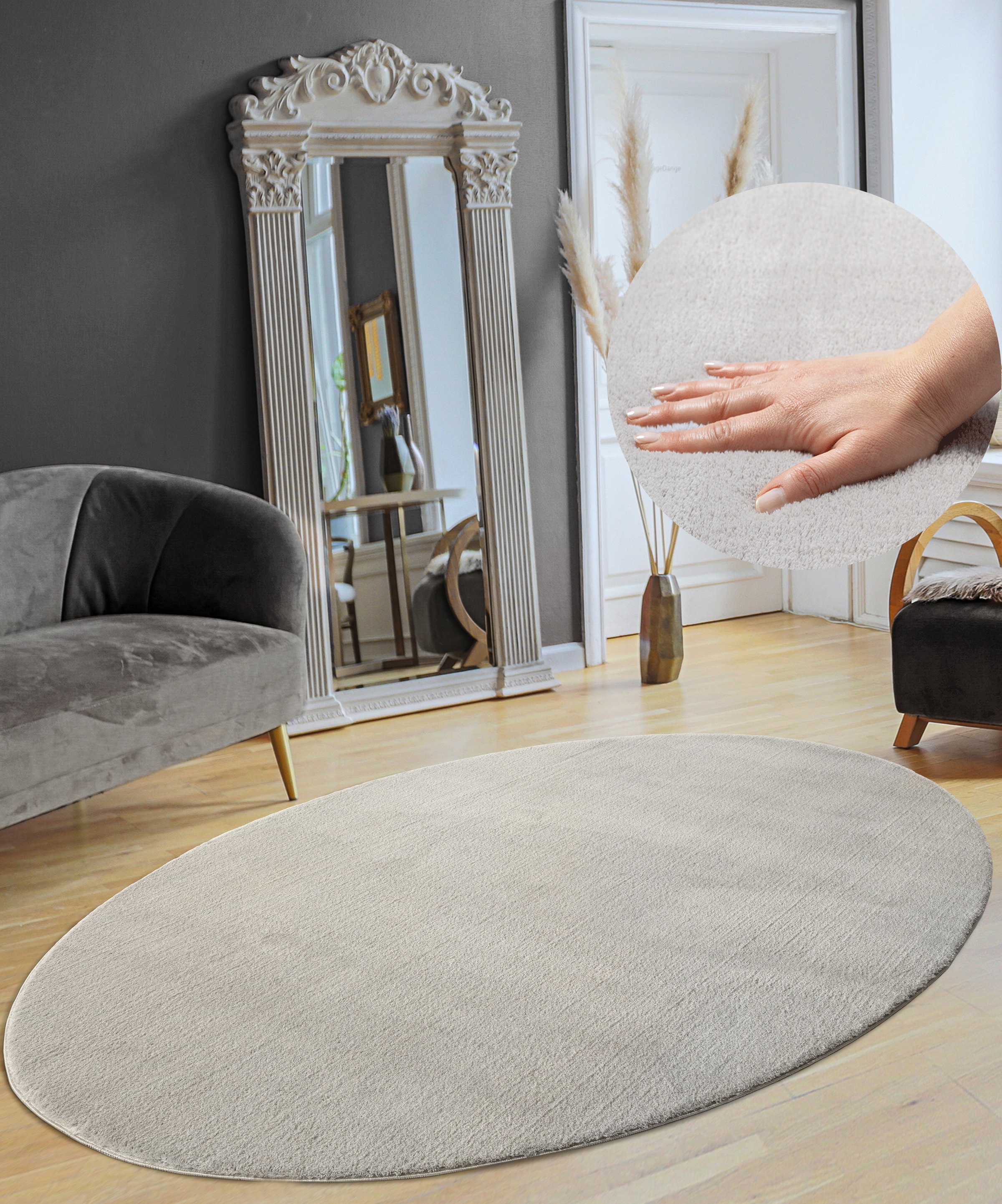 the carpet Teppich »Relax« oval 16 mm Höhe waschbarer Wohnzimmer Teppich modern rutschfest