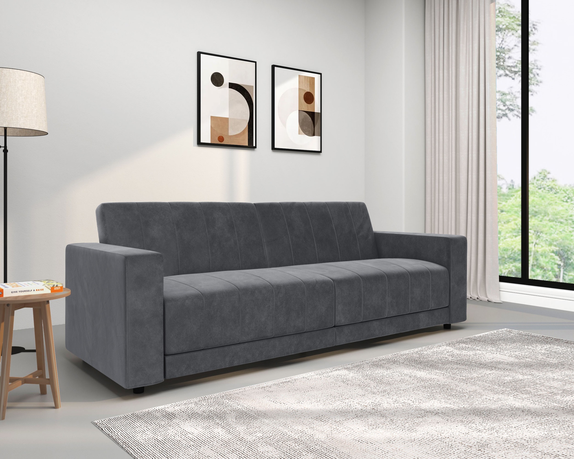 Dorel Home 3-places »Allie II Schlafsofa 225 cm« Bett-Funktion (108/190cm), Rückenlehne 2-teilig, mit Steppung