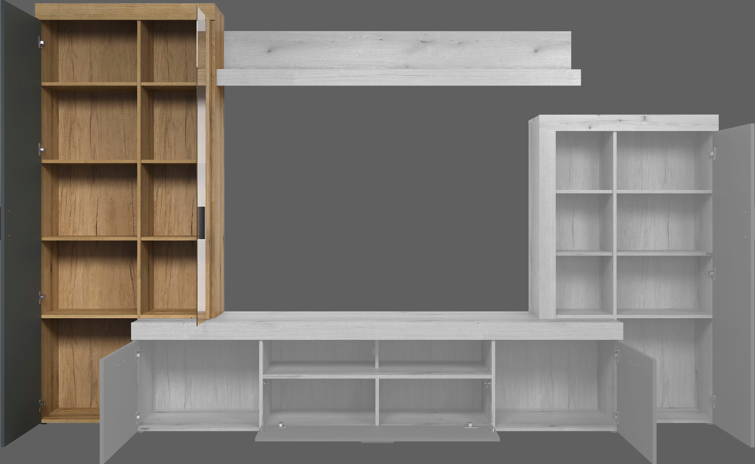 Home affaire Vitrine de rangement »Ghent« Paquet, 1 cuis tlg. avec applications en bois de bout