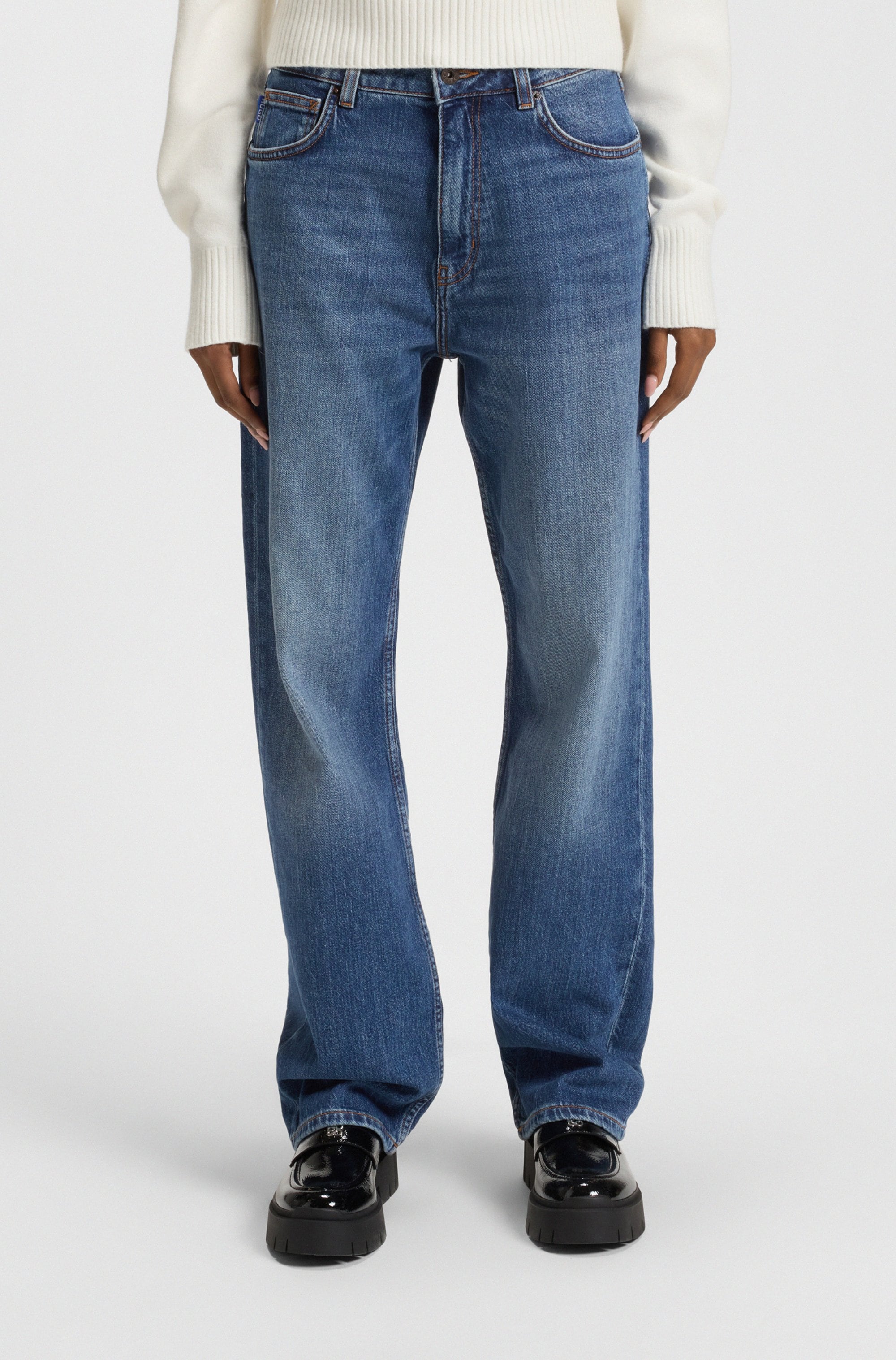 HUGO Blue Jeans droit »Elyah« Straight Fit Jeans mit hoher Leibhöhe, Tall Länge 36