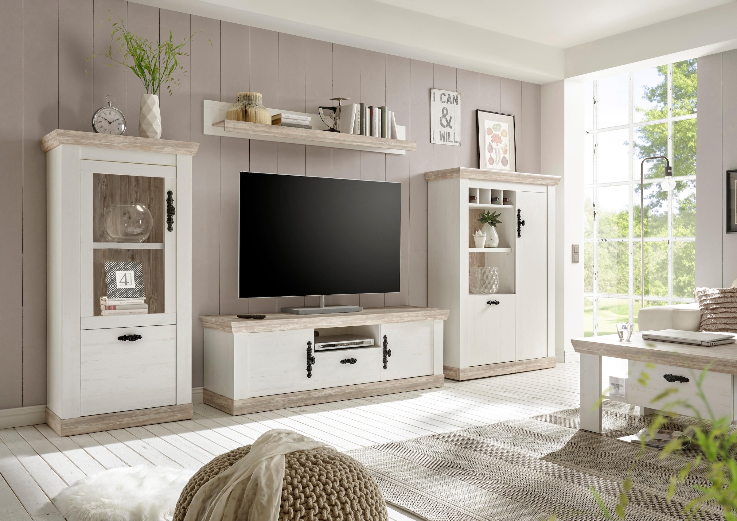 Home affaire Table basse »FlorenzTV-Board, TV-Schrank« im romantischen Landhaus-Look, Fernsehtisch Breite 156 cm