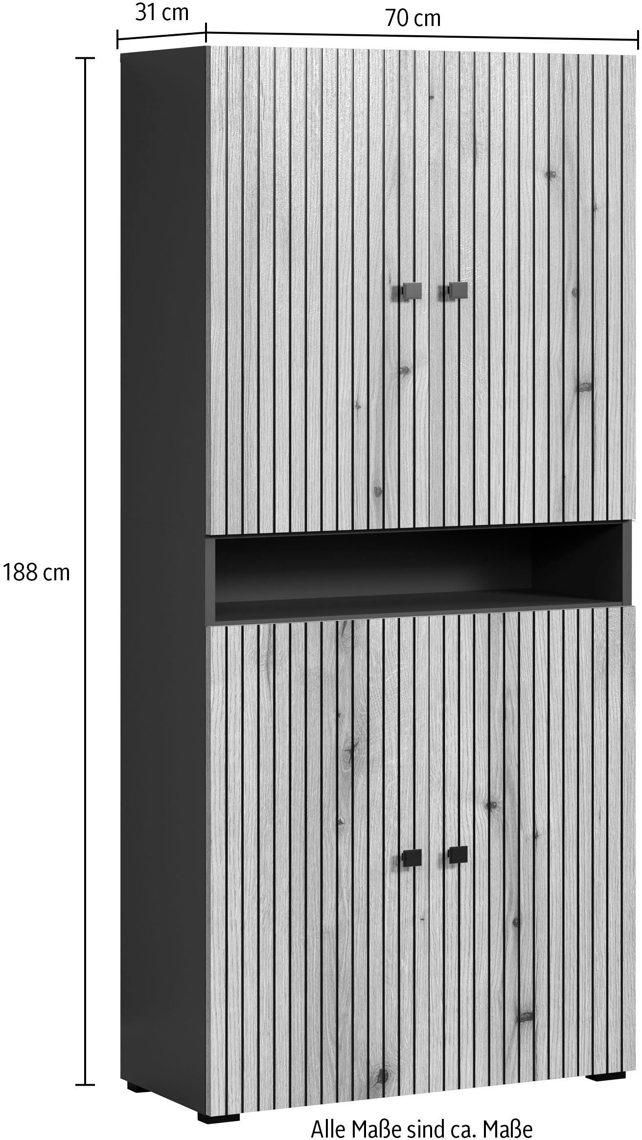 welltime Hochschrank »Amrum« Badezimmerschrank mit und ohne Schublade - (B/T/H) 40-70/31/186 cm