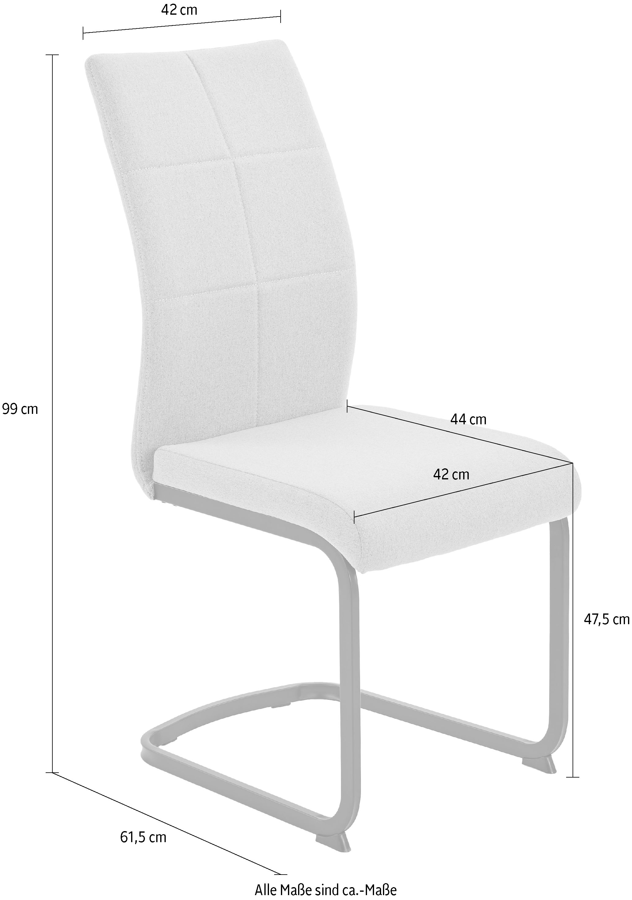 HELA Chaise cantilever »TURIN« (Ensemble) 2 cuisfauteuil à bascule, structure en tube carré, rembourré, waterfree productions