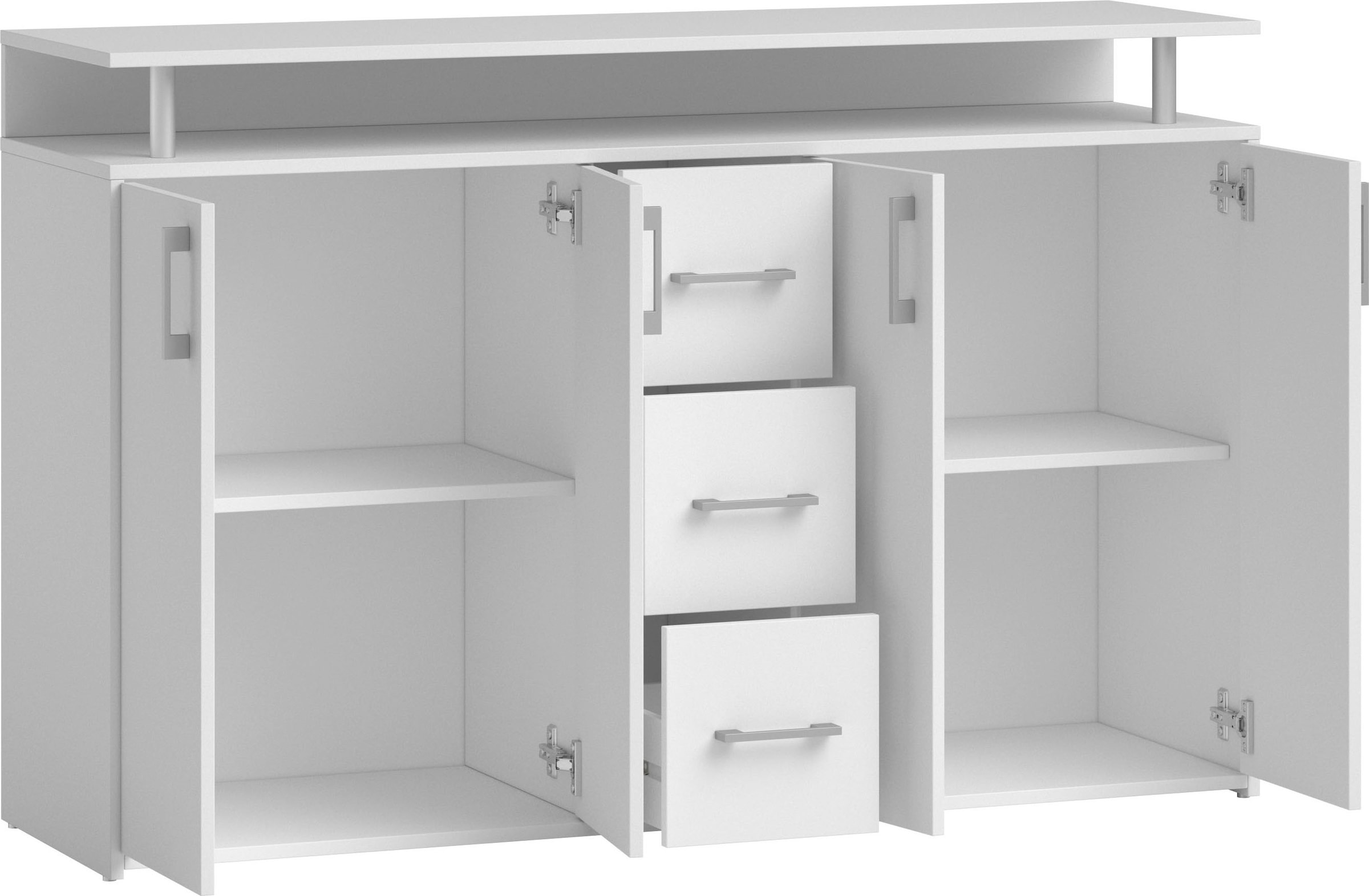 HBZ Sideboard »Drivno Sideboard, B/H/T 139x90x34 cm« Breite 139cm, Kugelauszug, Einlegeböden verstellbar,  3 Schubkästen