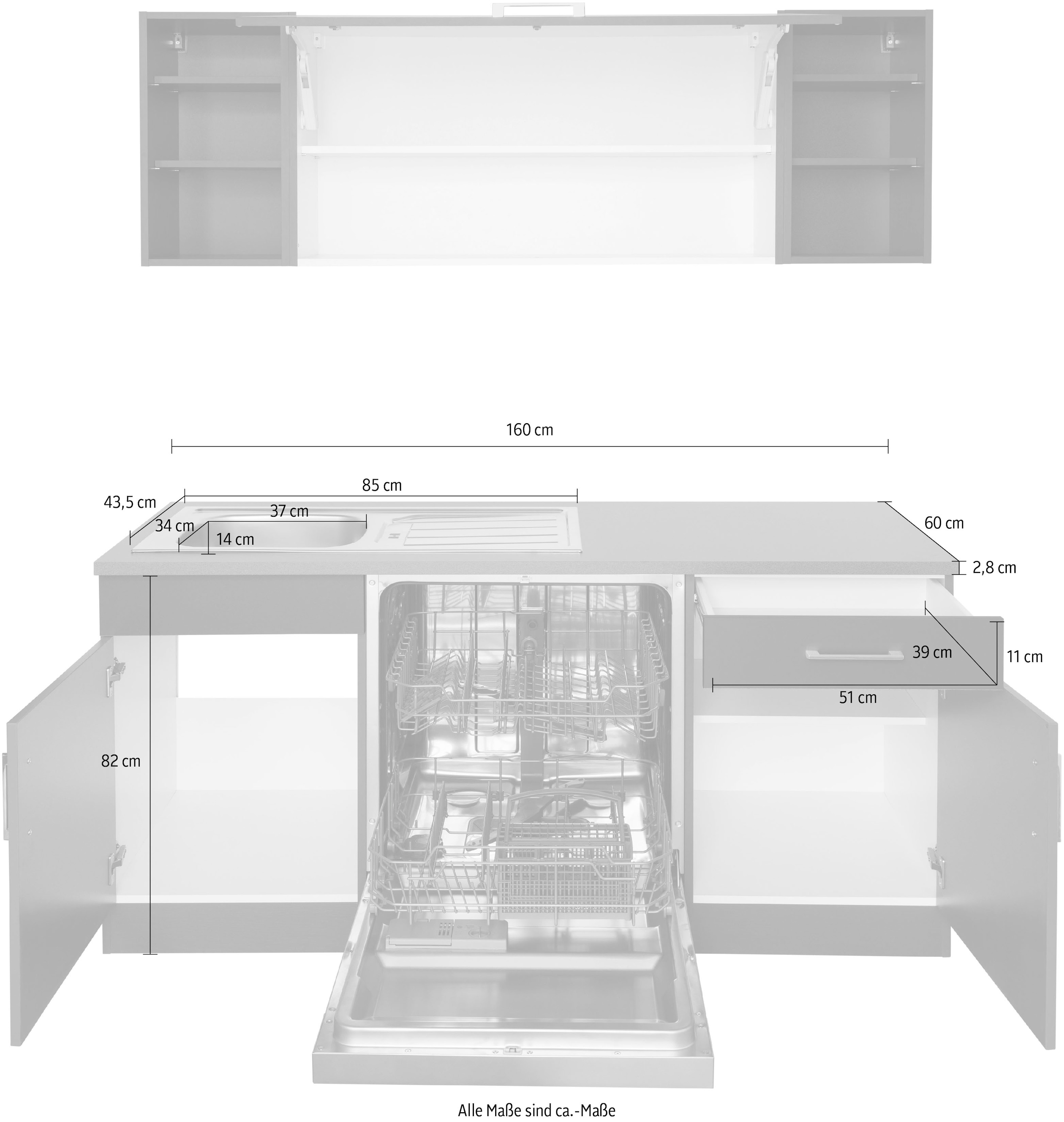 KOCHSTATION Kitchenette »KS-Paris – Küchen mit einzigartigen Fotomotiven auf den Fronten« largeur d'installation 220/220 cm, au choix avec appareils électriques, avec impression motif