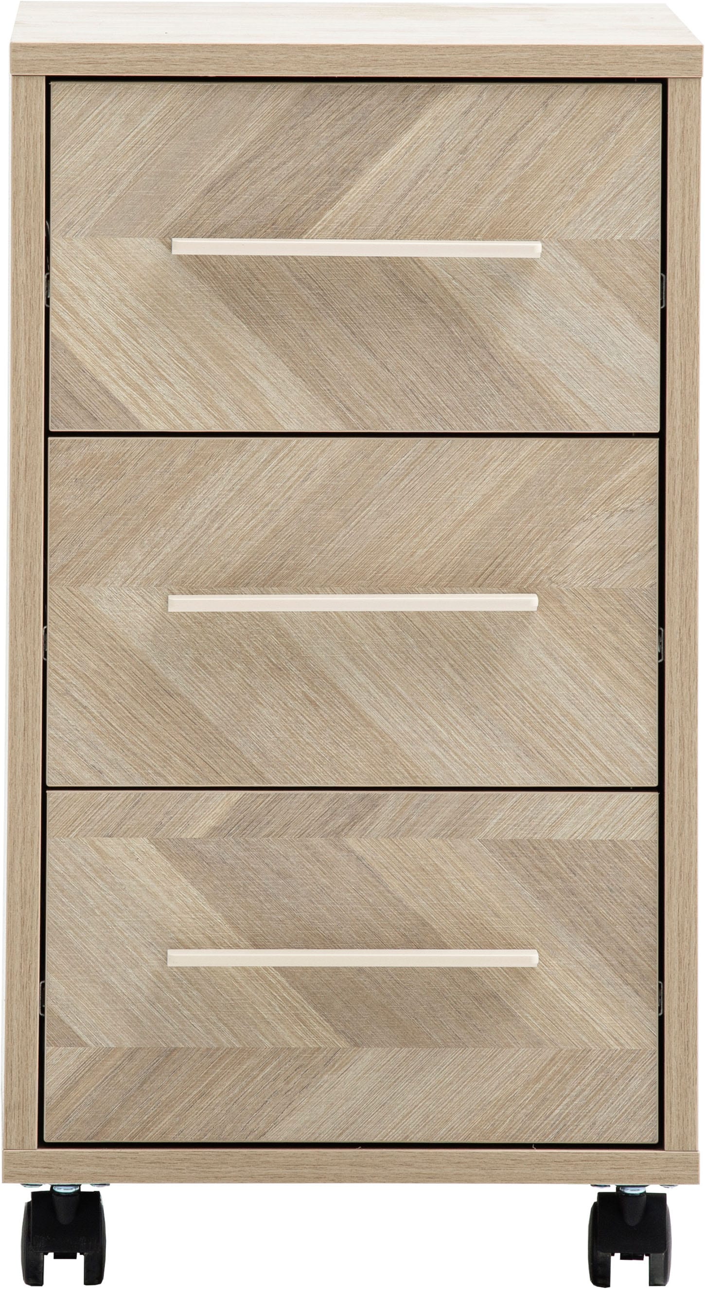 Schildmeyer Caisson à roulettes »AREZZO, 3 Schubkästen, fühlbare Holzstruktur, MADE IN GERMANY« 1 cuis tlg. devants à tiroirs en motif chevrons, Fabriqué en Allemagne