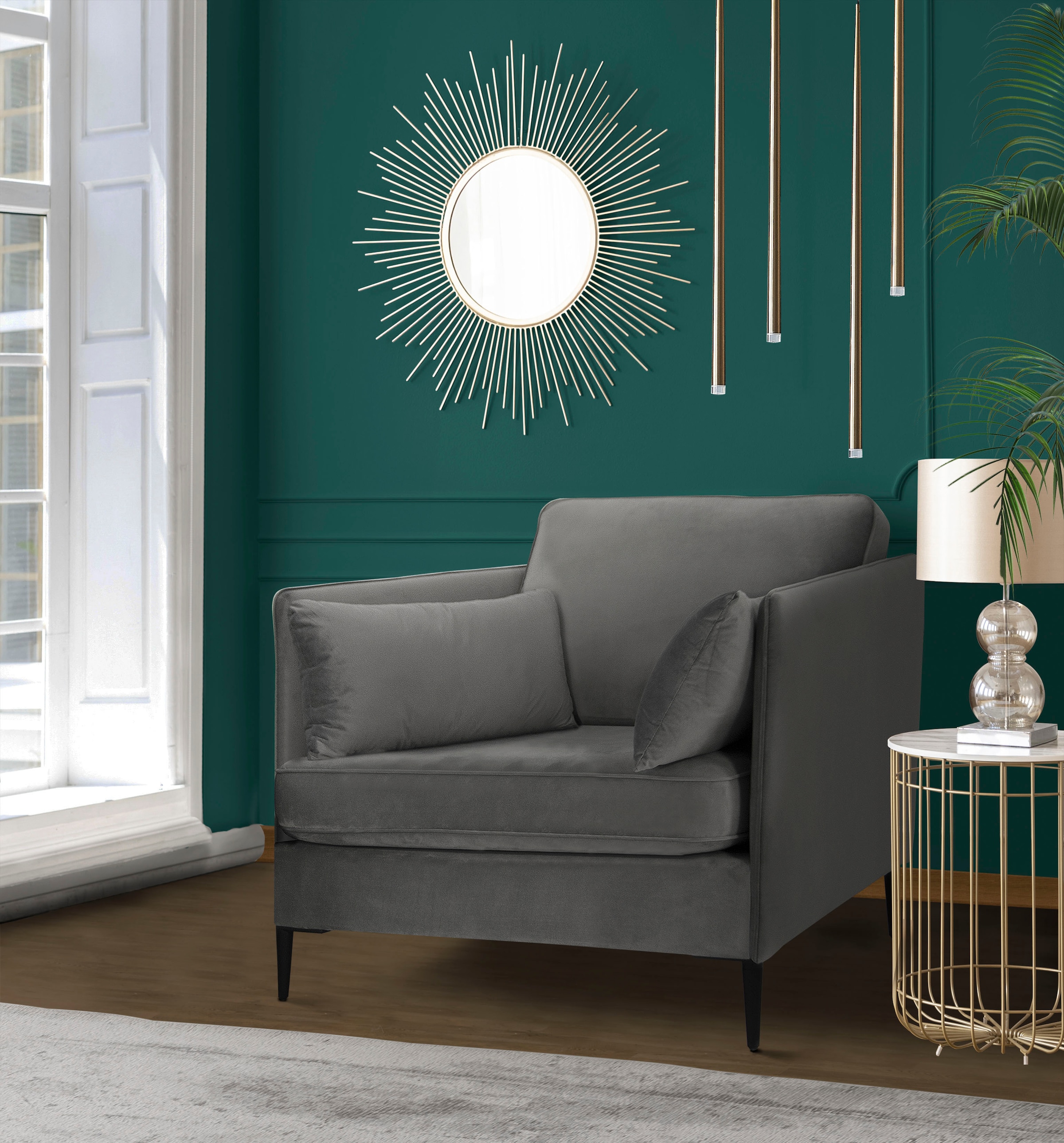 Home affaire Sessel »Light« inklusive loser Zierkissen, mit schmalen Armlehnen und Teleskopfüssen