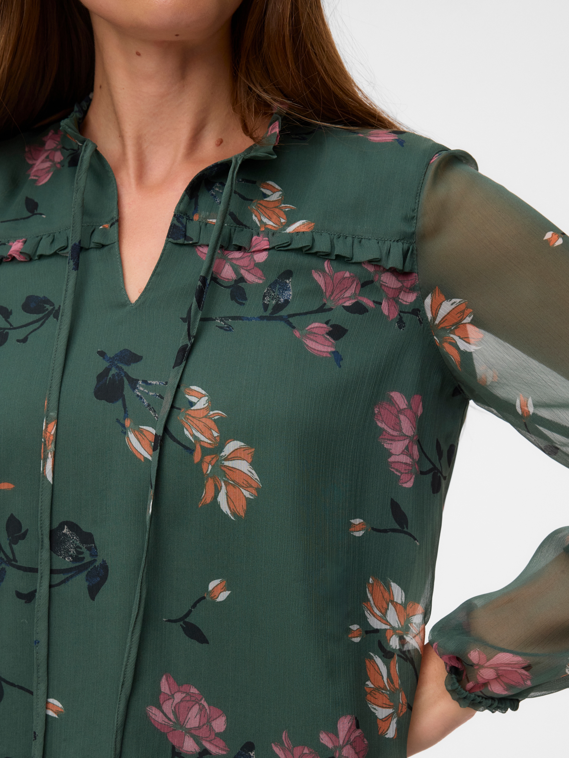 Vero Moda Blouse en mousseline »VMMILLA LS TOP WVN GA NOOS« fibre synthétique, coupe régulière