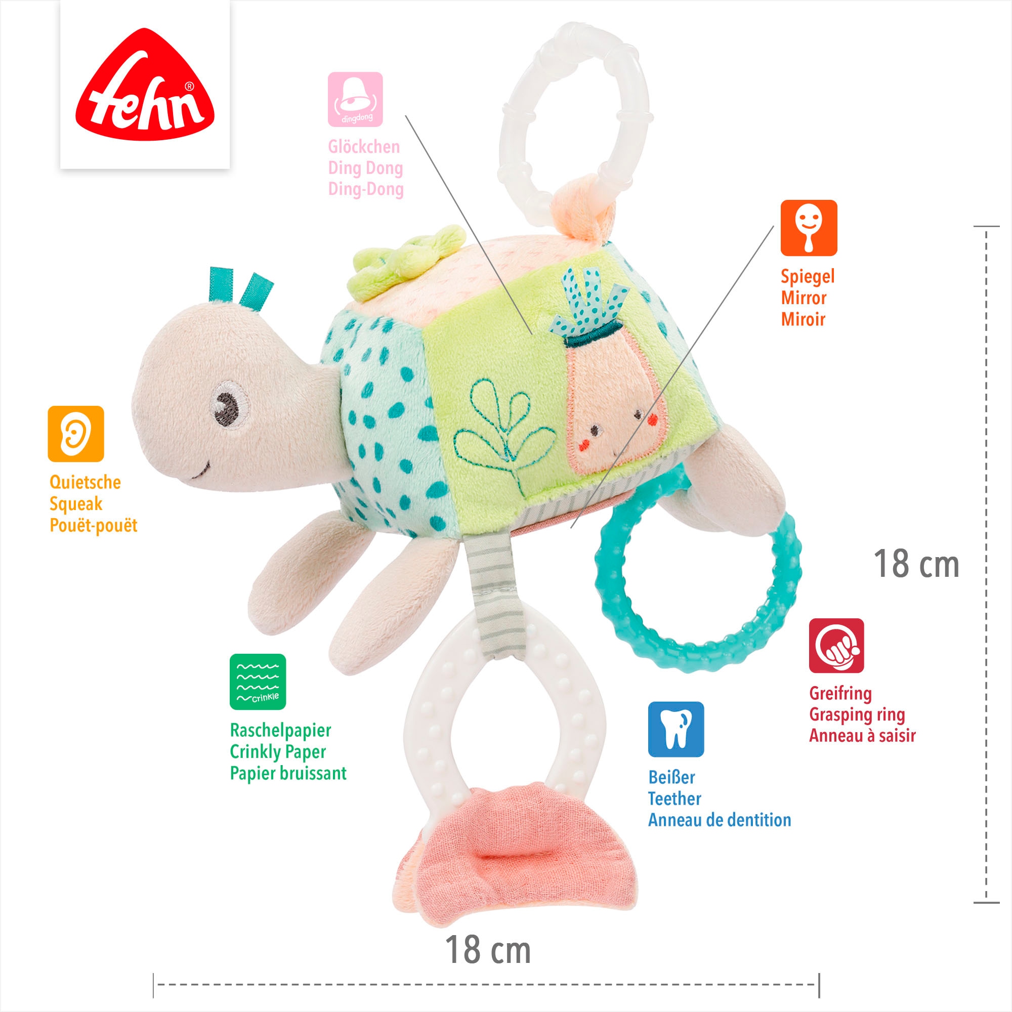 Fehn Greifspielzeug »Meereskinder, Activity-Schildkröte« inklusive Befestigungsring