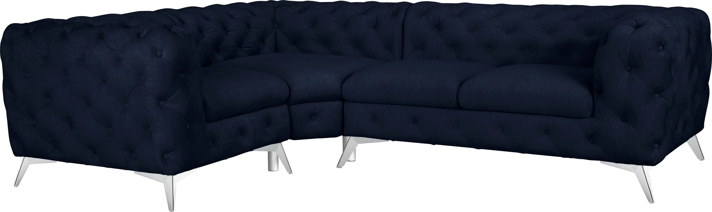Home affaire Canapé Chesterfield »Ecksofa GLYNIS L-Form mit Wellenunterfederung, Masse B/T/H 264/204/75cm« aufwändige Knopfheftung, moderne Chesterfield Optik, Fussfarbe wählbar