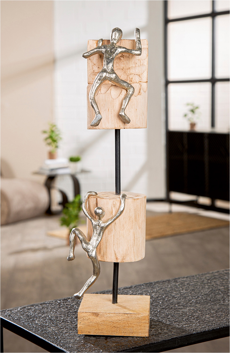 GILDE Skulptur »Skulptur Person; rund Climbing naturfarben« Motiv Kletterer Wanddeko moderne Skulptur Erfolgssymbol