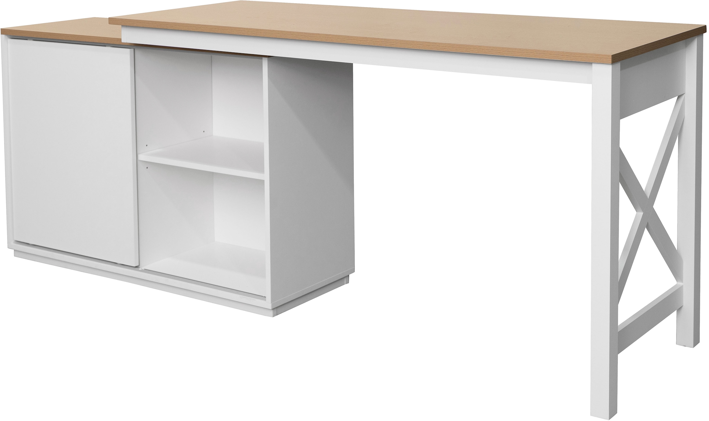 GOODproduct Eckschreibtisch »SILBA« mit Schiebetür, Breite: 140 cm, auch als Sideboard nutzbar