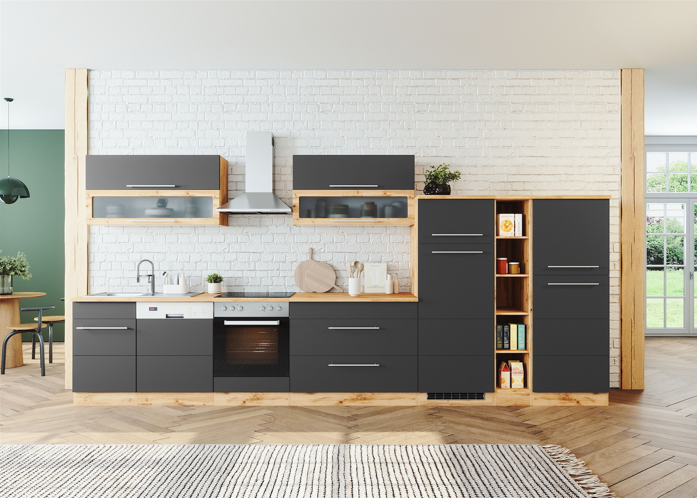 KOCHSTATION Küchenzeile »KS-Wien« Breite 420 cm, wahlweise mit E-Geräten