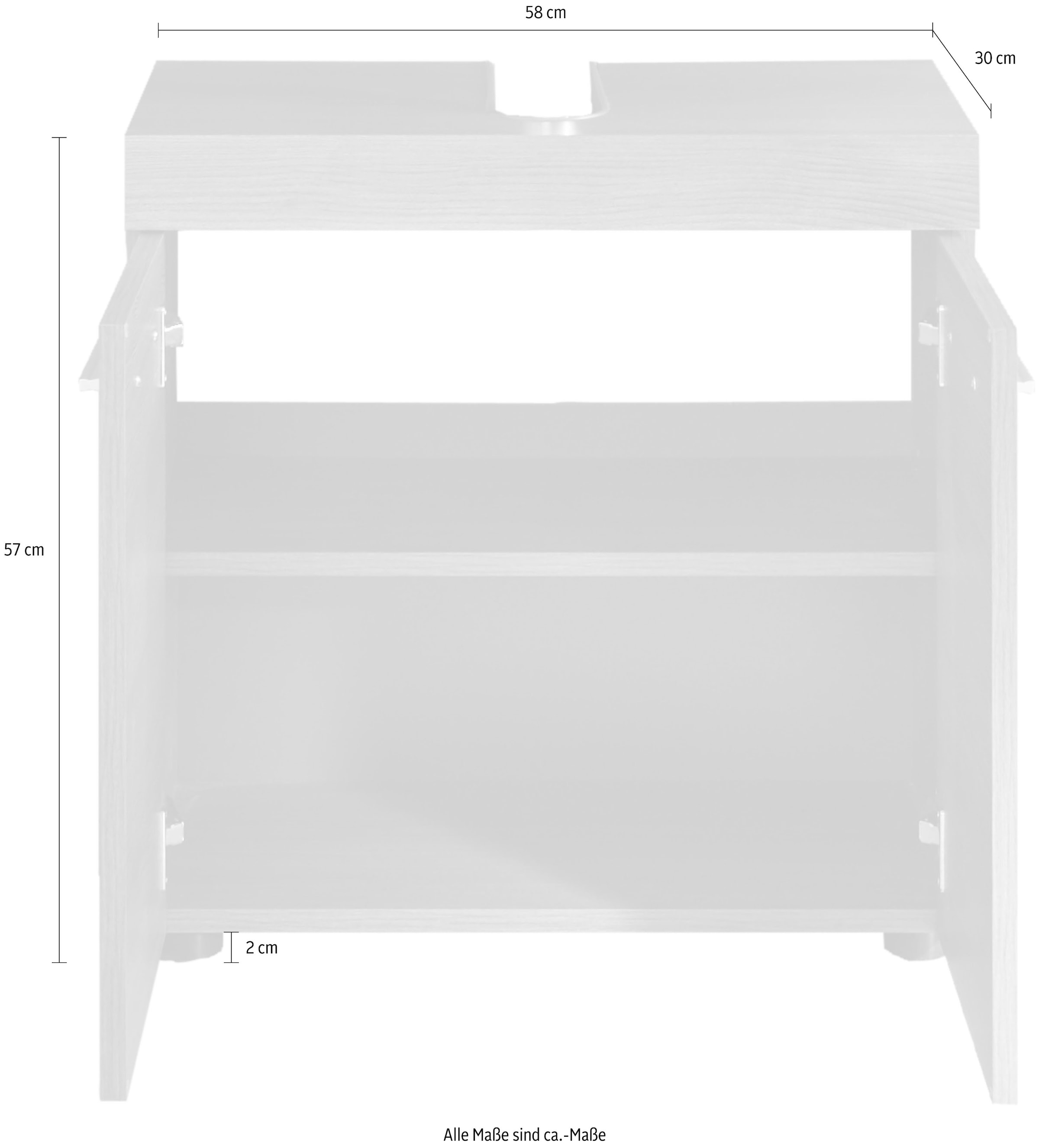 welltime Waschbeckenunterschrank »Royan« Waschbeckenunterschrank mit 2 Türen - (B/T/H) 58/31/57 cm