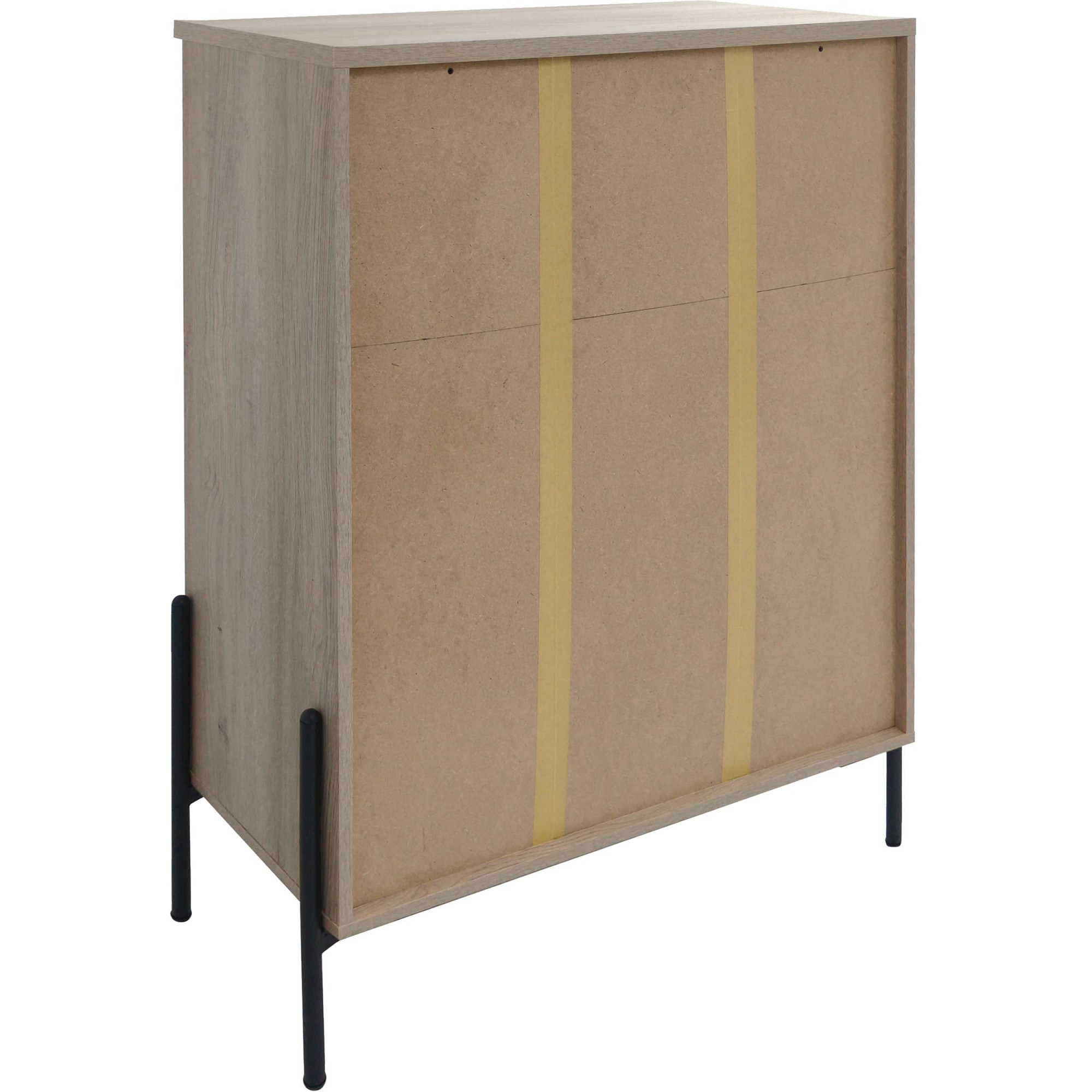 Leonique Highboard »Eadwine« Kommode, Midischrank, Push-to-open, Türen mit Fischgräten Muster