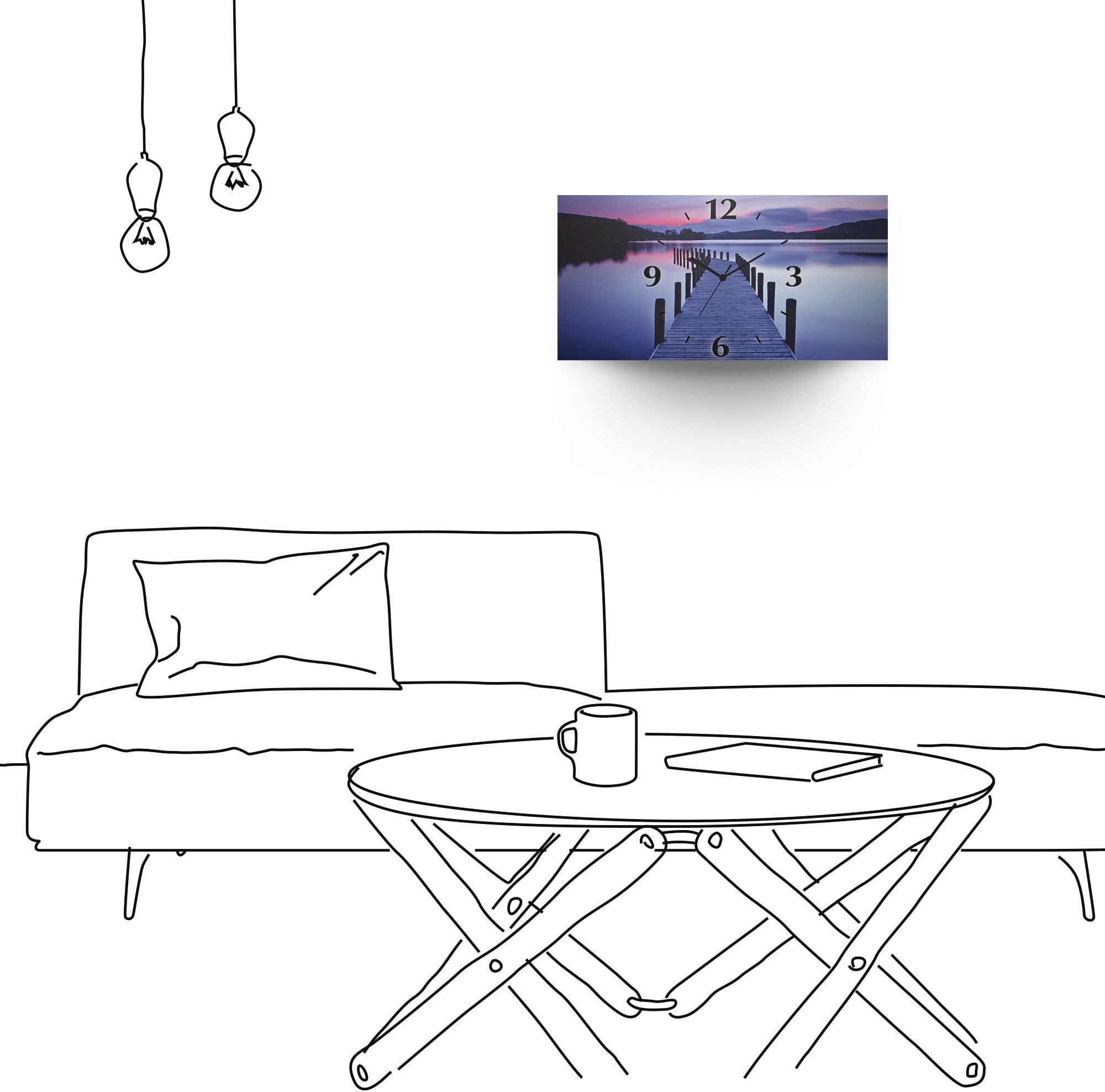Artland Horloge murale »Panorama Steg Coniston Water« au choix avec mouvement quartz ou radio, silencieux sans tic-tac