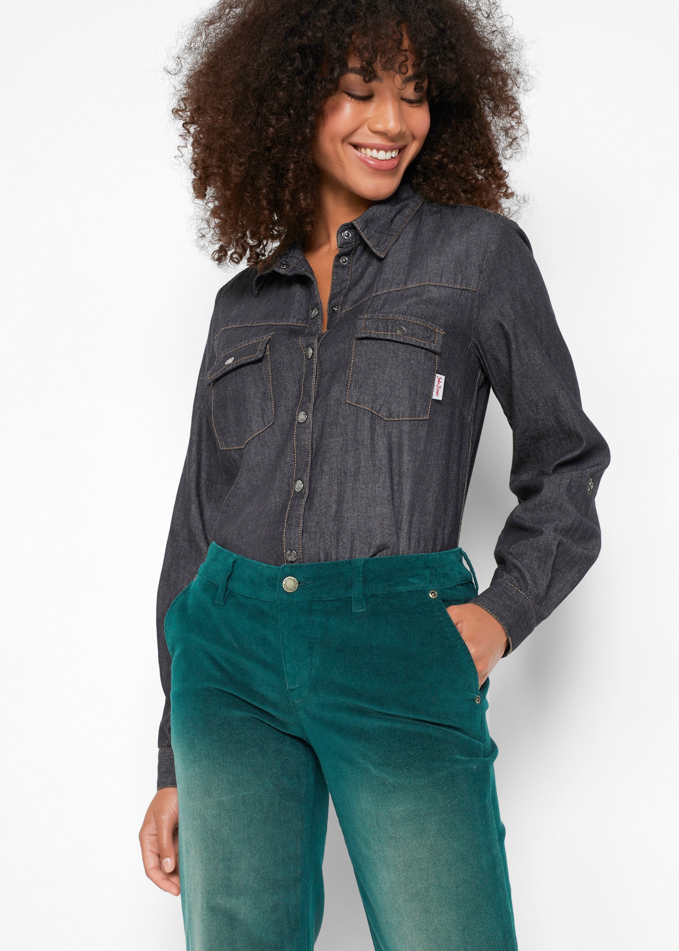 bonprix Cordhose »Stretch-Cordhose, Wide«  aus Baumwolle und Elasthan, Loose Fit, ausgestelltes Bein