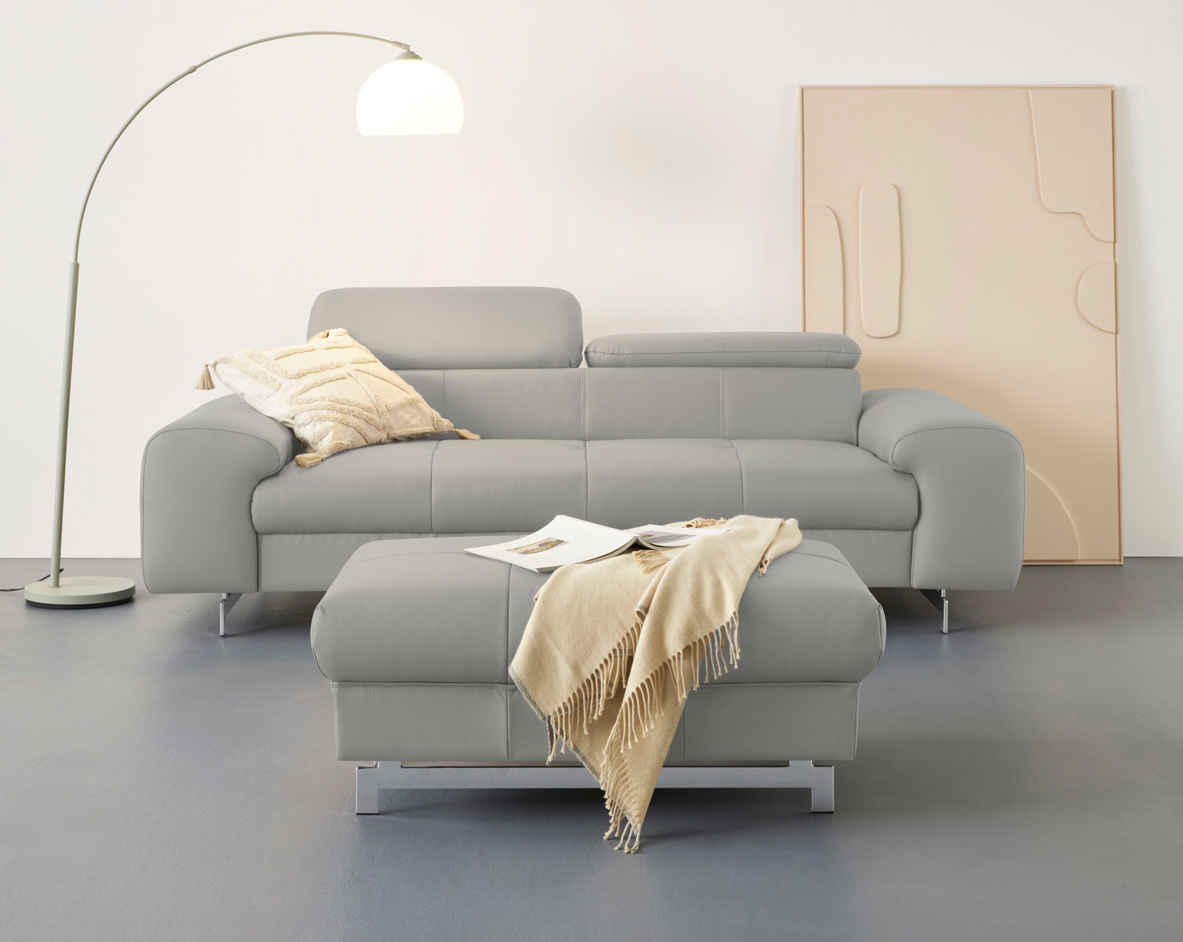 COTTA 3-Sitzer »Chef« Big-Sofa mit Kopfteilverstellung, edle Metallkufen