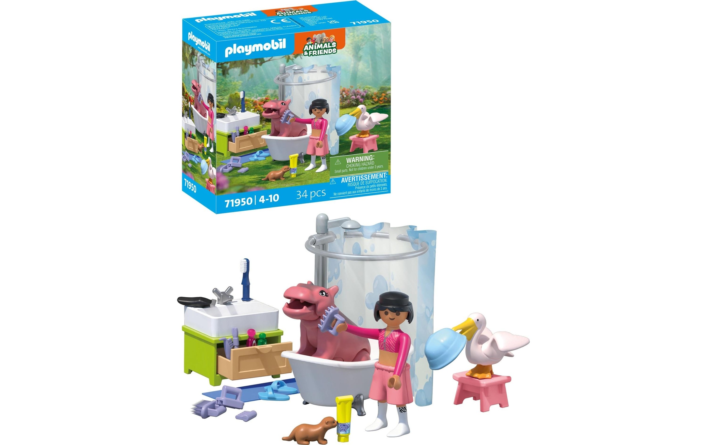 Playmobil® Konstruktions-Spielset »Animals & Friends Tierischer Badespass 71950«