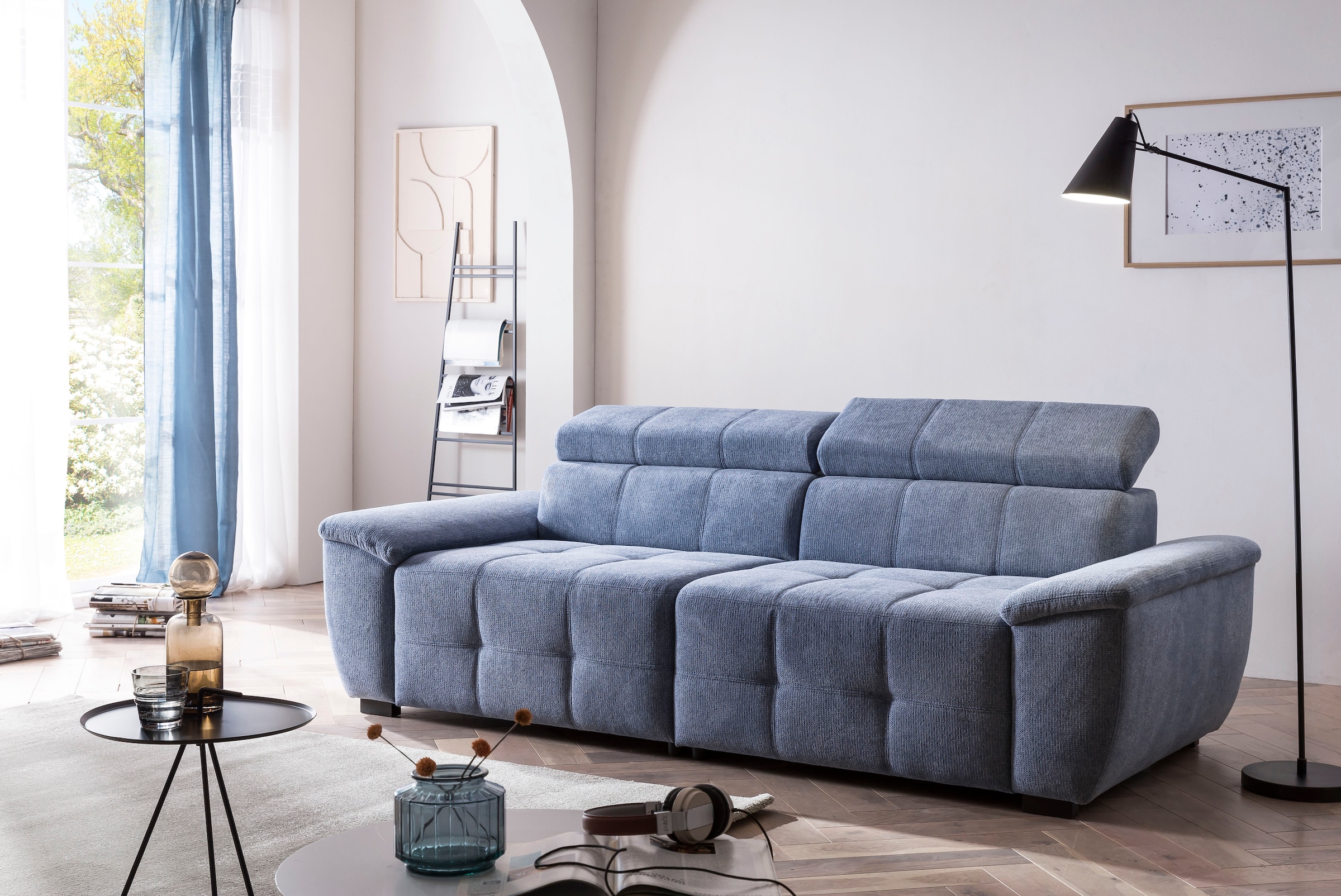 exxpo - sofa fashion Canapé Big »Exxpo MAVERICK, weicher Bezugstoff, hoher Sitzkomfort« inkl. verstellbare Kopfstützen, aufwendige Detailverarbeitung