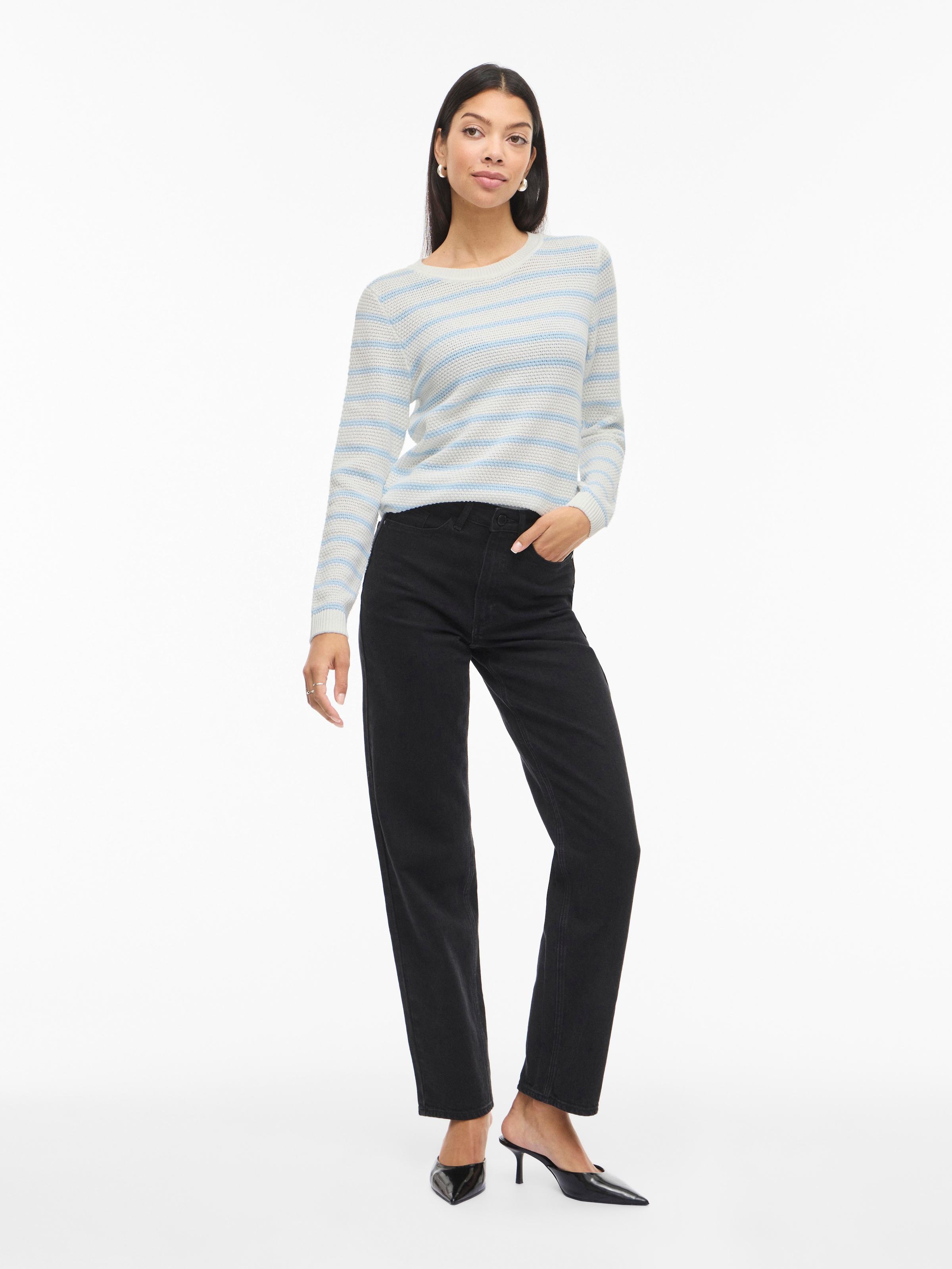 Vila Pull à col rond »VIDALO O-NECK L/S STRIPE KNIT TOP- NOOS«