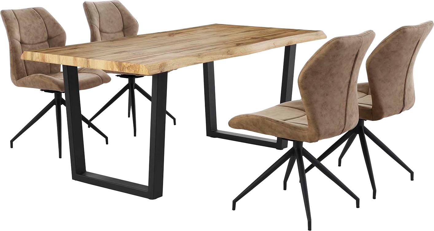 Jockenhöfer Gruppe Esstisch »Margot« 180x90 cm geschwungene Baumkantenoptik und schwarzes Untergestell