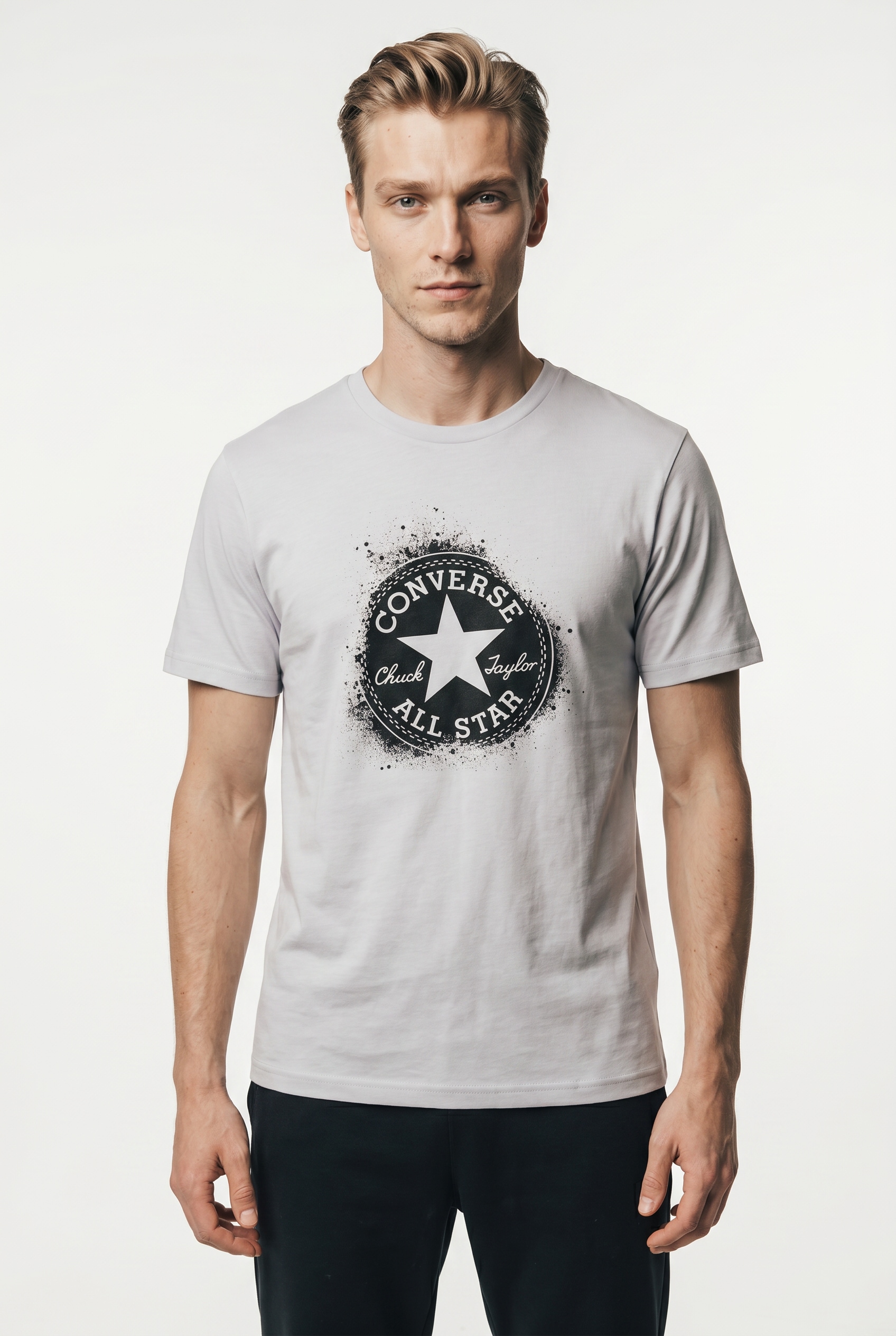 Converse T-Shirt »MEN'S CONVERSE ALL STAR STENCIL T-SHIRT« unifarbenes Design, Kurzarm, Rundhalsausschnitt mit eingefasster Kante