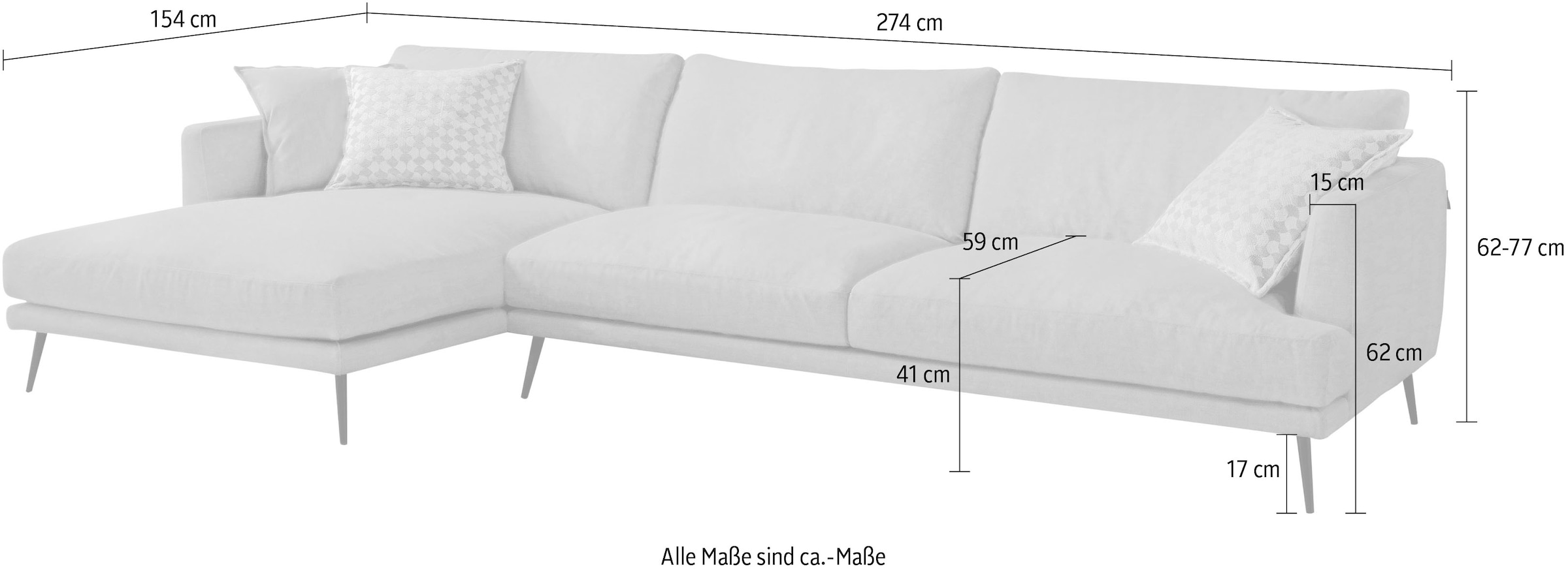 Egoitaliano Canapé d'angle »Sophia, Designsofa mit extrakomfortablem Sitzkomfort« mit Daunenfederung, L-Form
