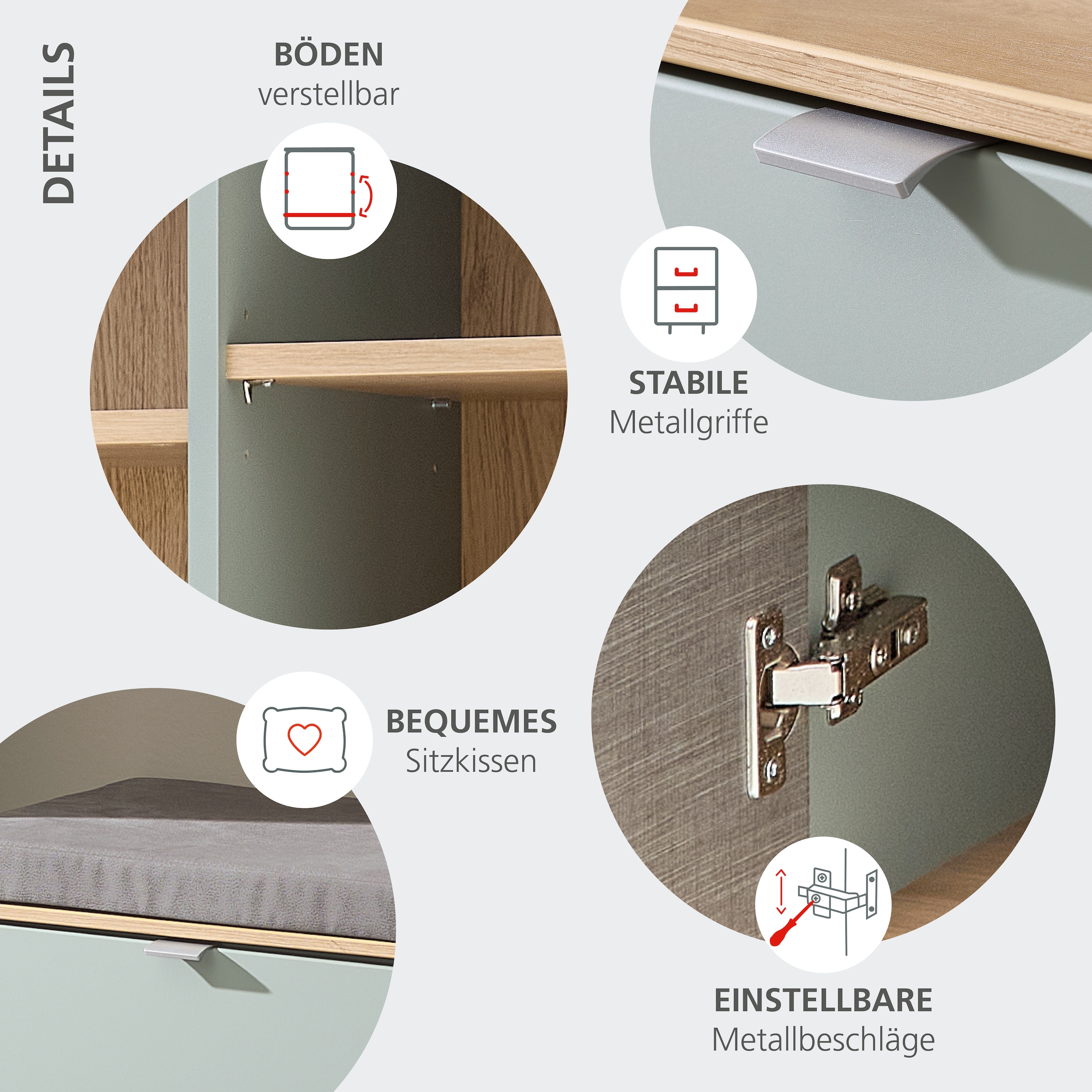 Innostyle Garderoben-Set »Bari Garderobenprogarmm, BxHxT 208x202x38 cm« Set, 3 Stk. tlg.