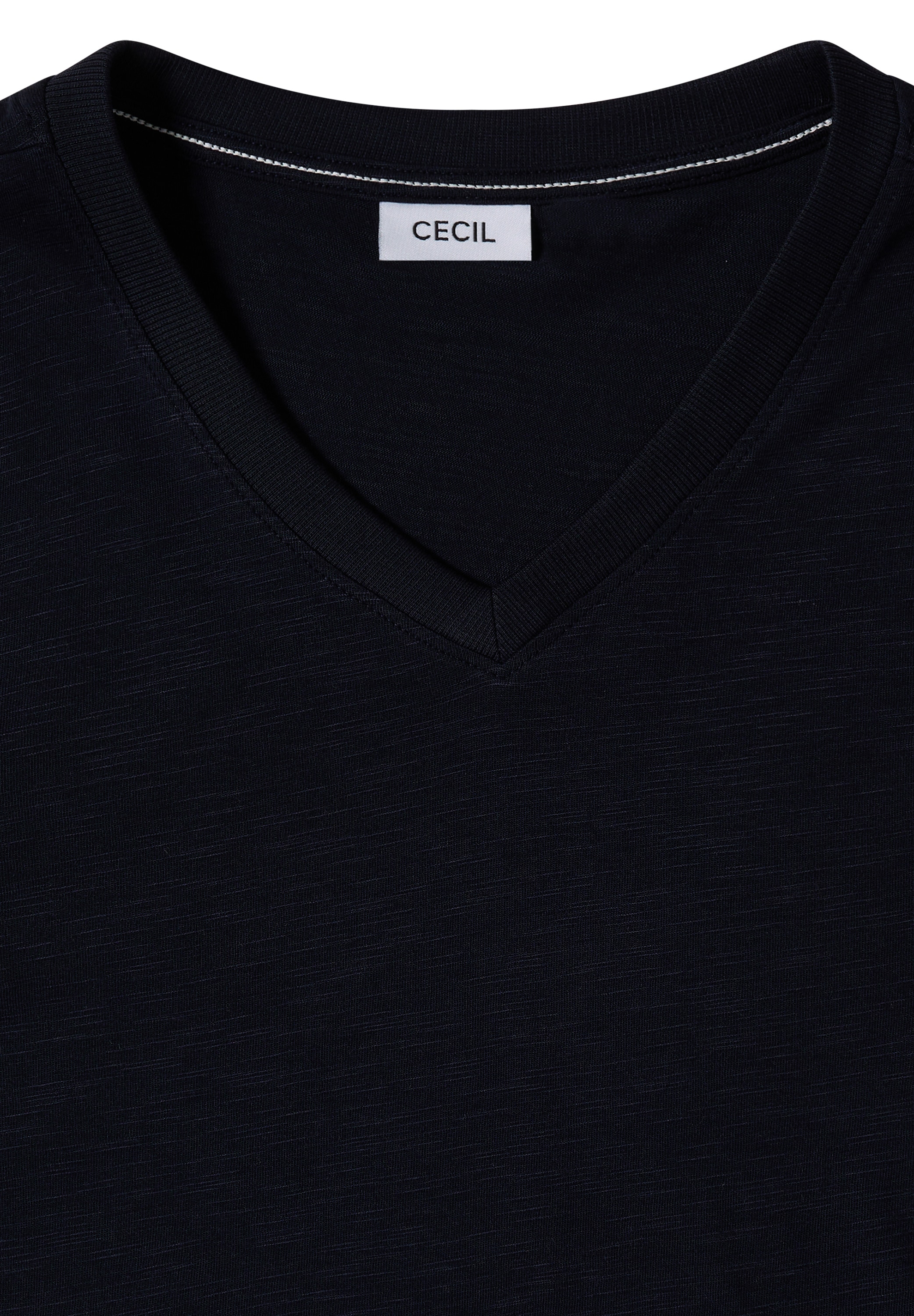 Cecil T-shirt en V t-shirt manches 3/4 uni avec col en V