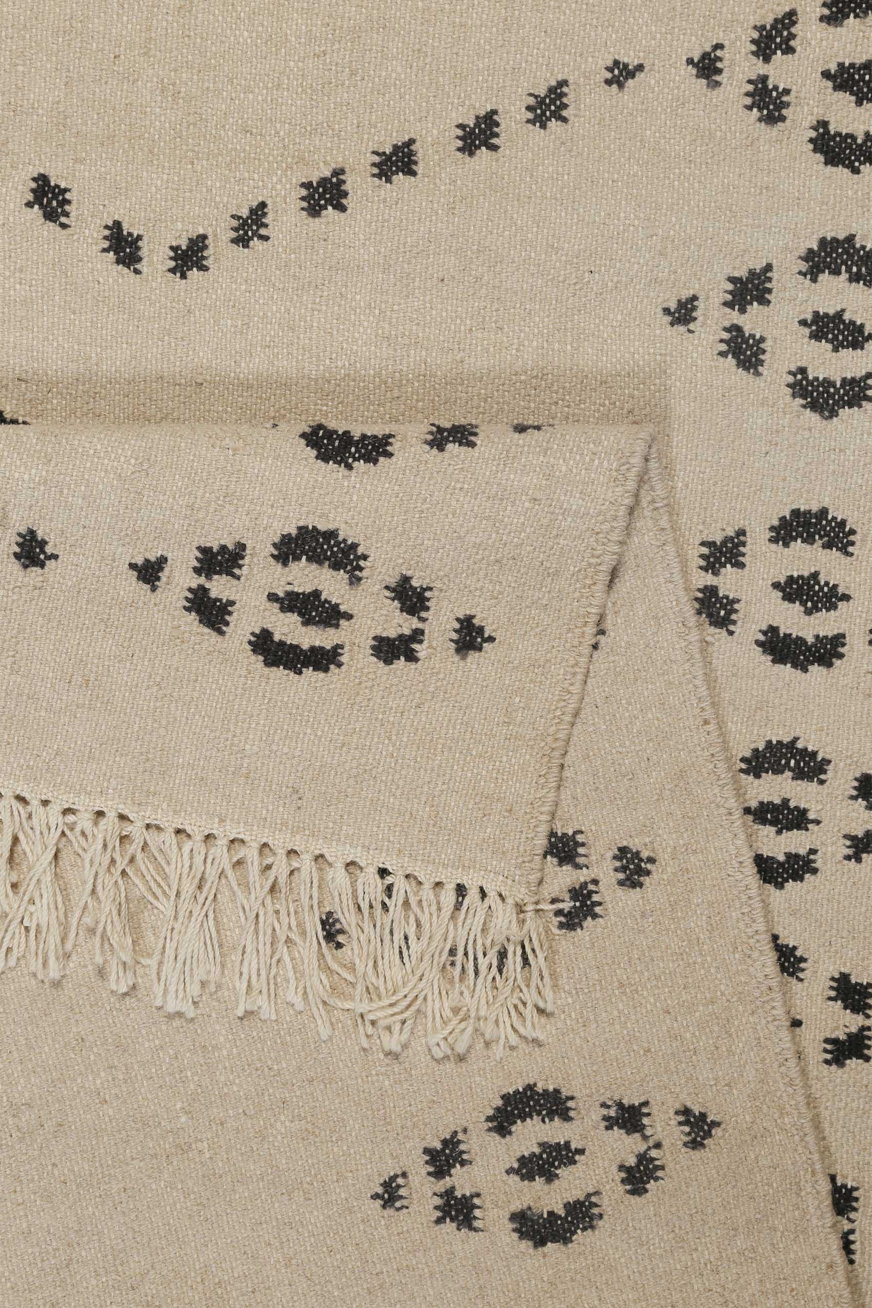 Green Looop Tapis en laine »Belmont« Rectangulaire 5 mm Höhe Fransen, Kelim, handgewebt, Natur, Wohnzimmer, Schlafzimmer, Raute