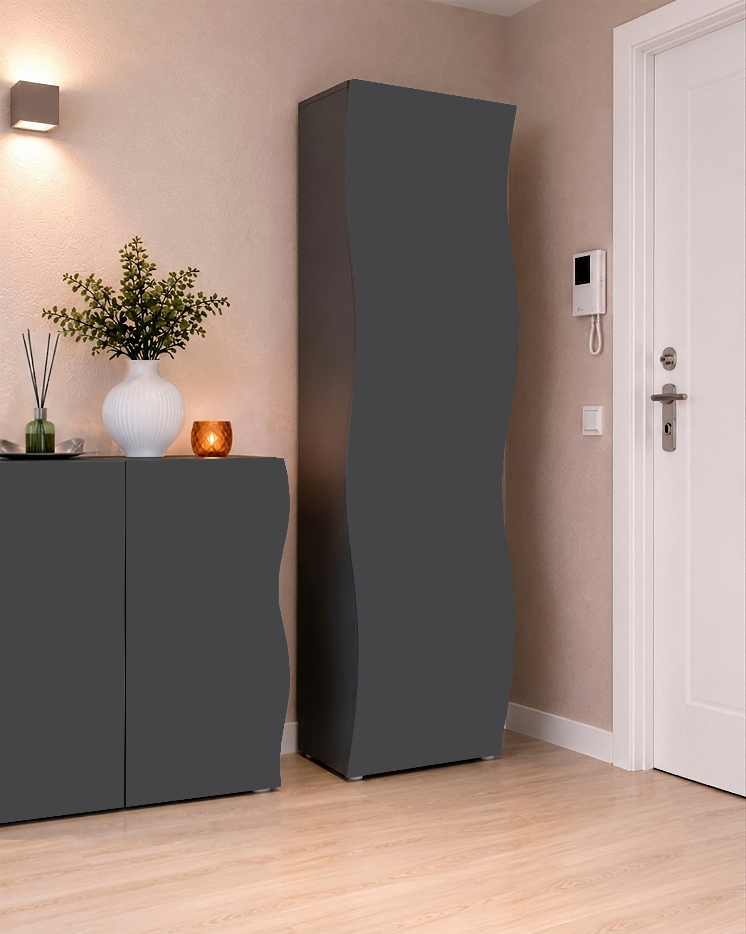 Home affaire Armoire vestiaire »Onda - Kleiderschrank mit 1 Tür, Made in italy« onda 63 cm de large, anthracite, tringle à vêtements, étagère, made in Italy