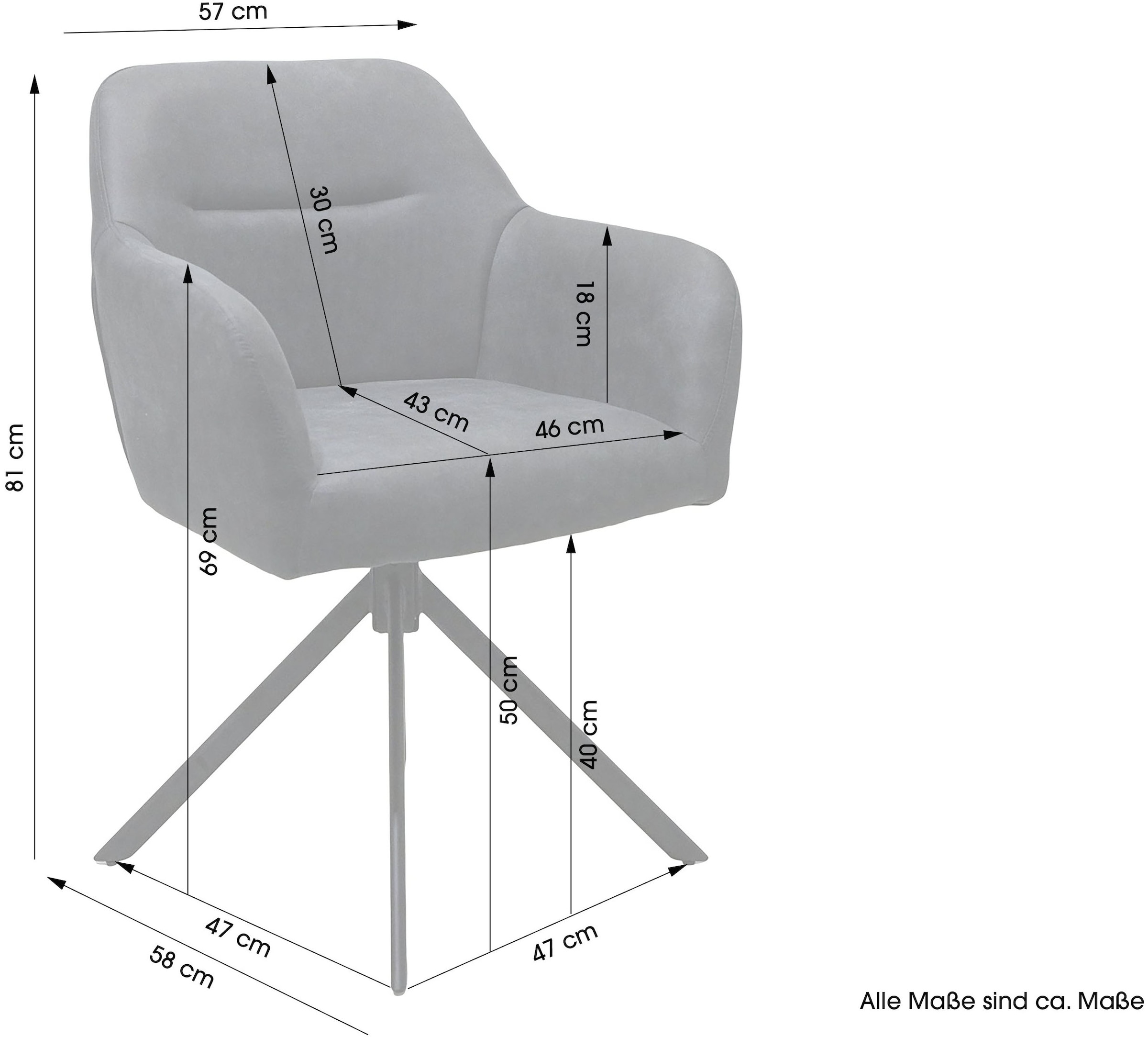 byLIVING Chaise de salle à manger »MONTREAL« (Ensemble) 2 cuisMicrofaser, bis 110 kg, 360° drehbar, Schaumstoff, Ziernaht Rücken