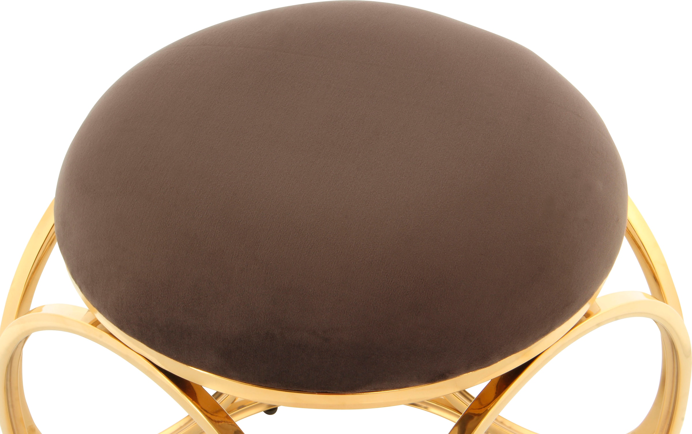 Kayoom Pouf »Hocker Whitney 325,Hocker mit offenem Design,  Gestell aus Metall« 1 cuis tlg. glamourös, hochwertig, pflegeleicht, rundes Sitzkissen