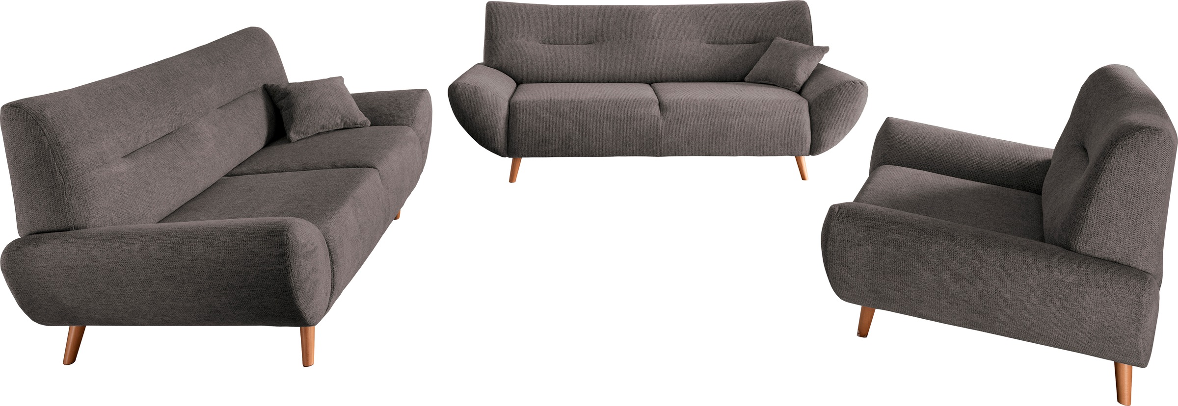 Home affaire Ensemble rembourré »Drago elegant und zeitlos, komfortabel, moderne Formensprache« Ensemble, 3-Sitzer, 2-Sitzer und Sessel, 3 cuis tlg. Set 3-2-1,  bequem, versch. Stoffe, inkl. 2 Zierkissen
