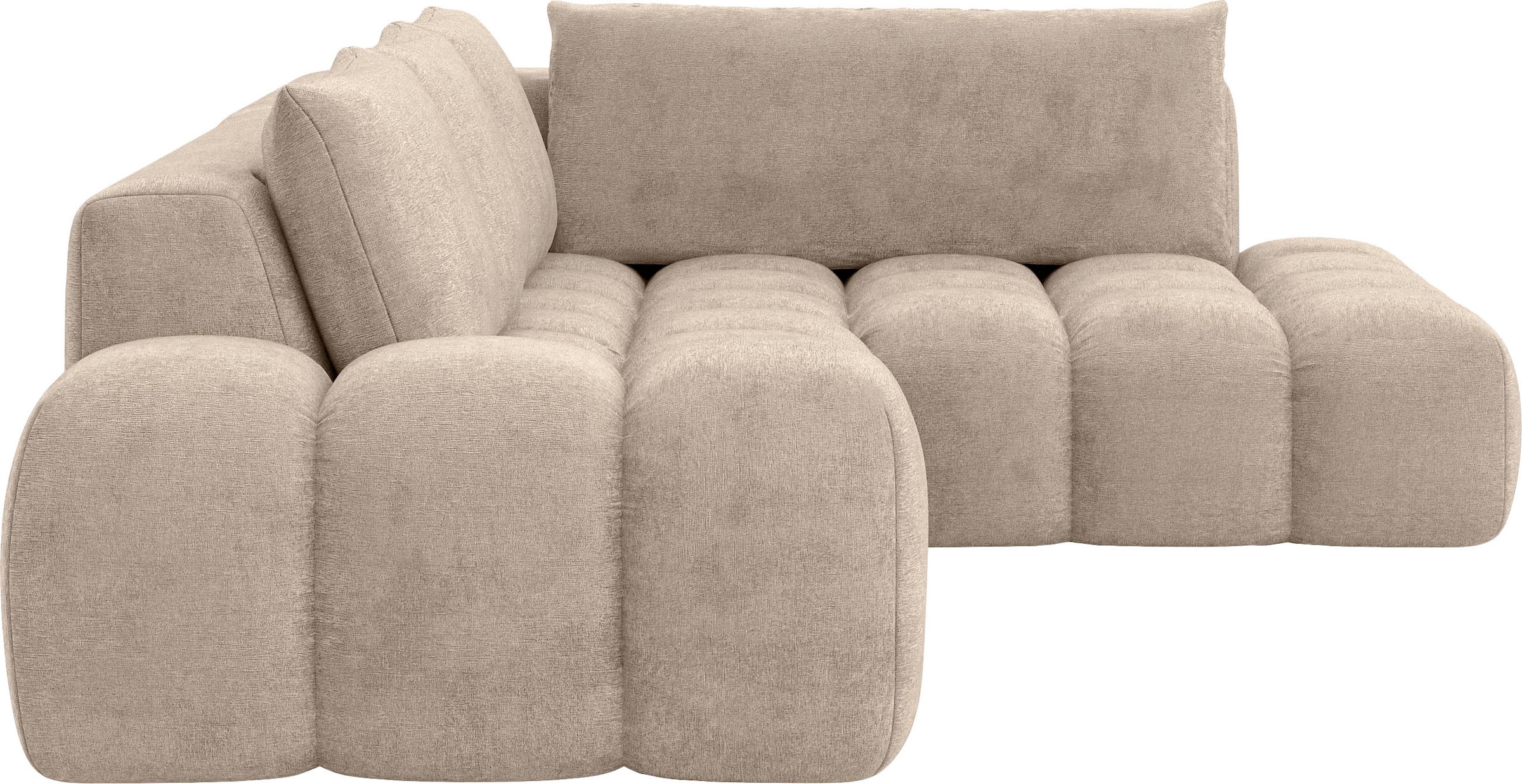 INOSIGN Ecksofa »AZITA Designsofa, elegant und bequem L-Form, Bubble-Optik« lose Rückenkissen, traumhafte Steppung, Masse B/T/H: 352/210/72 cm