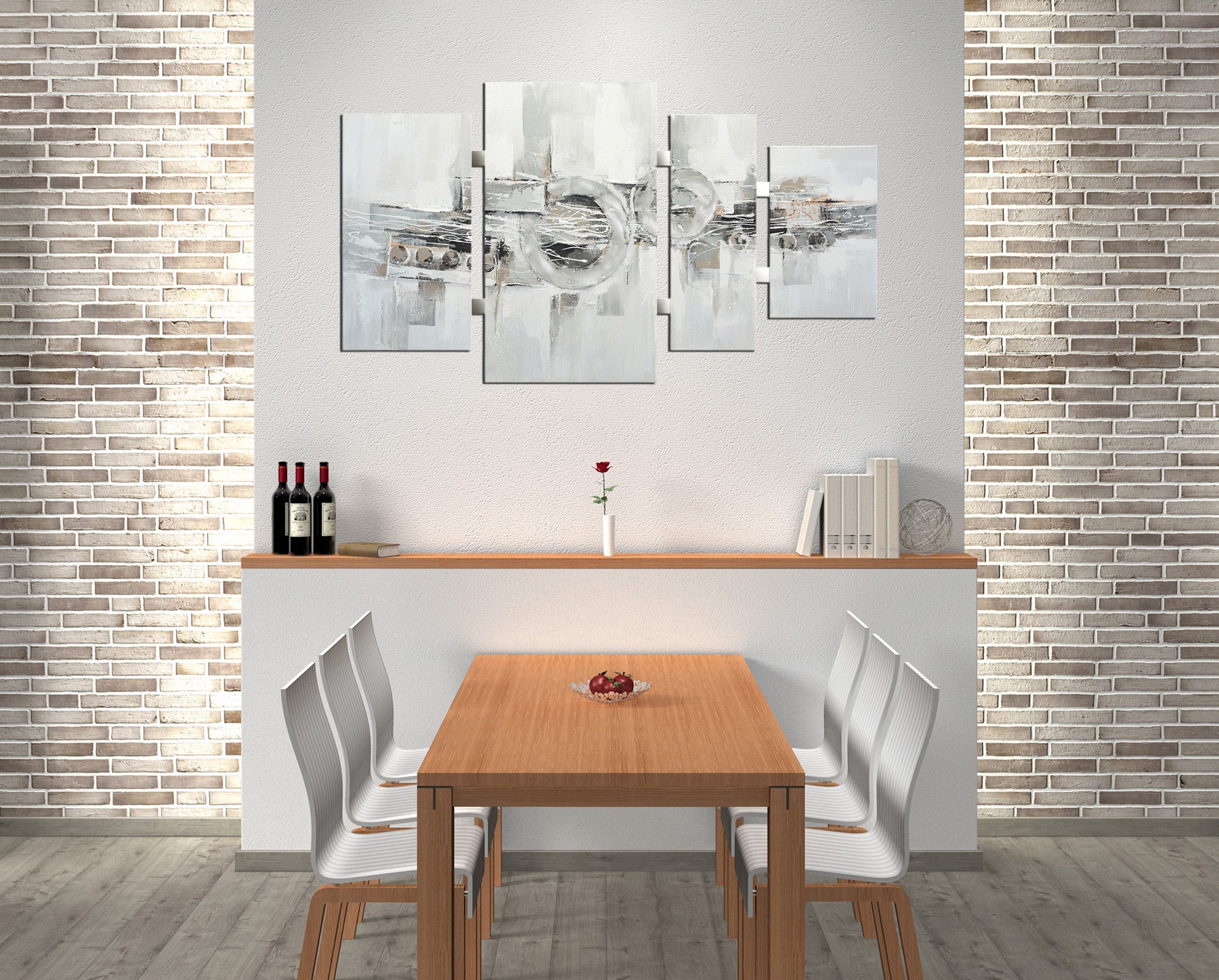 Bönninghoff Peinture à l'huile »handarbeit 4-teilig ABSTRAKTE KREISE 70x124 cm – Wandbild« Abstrait | Formes | Motif 1 cuis tlg. fabriqué à la main, chaque image est unique