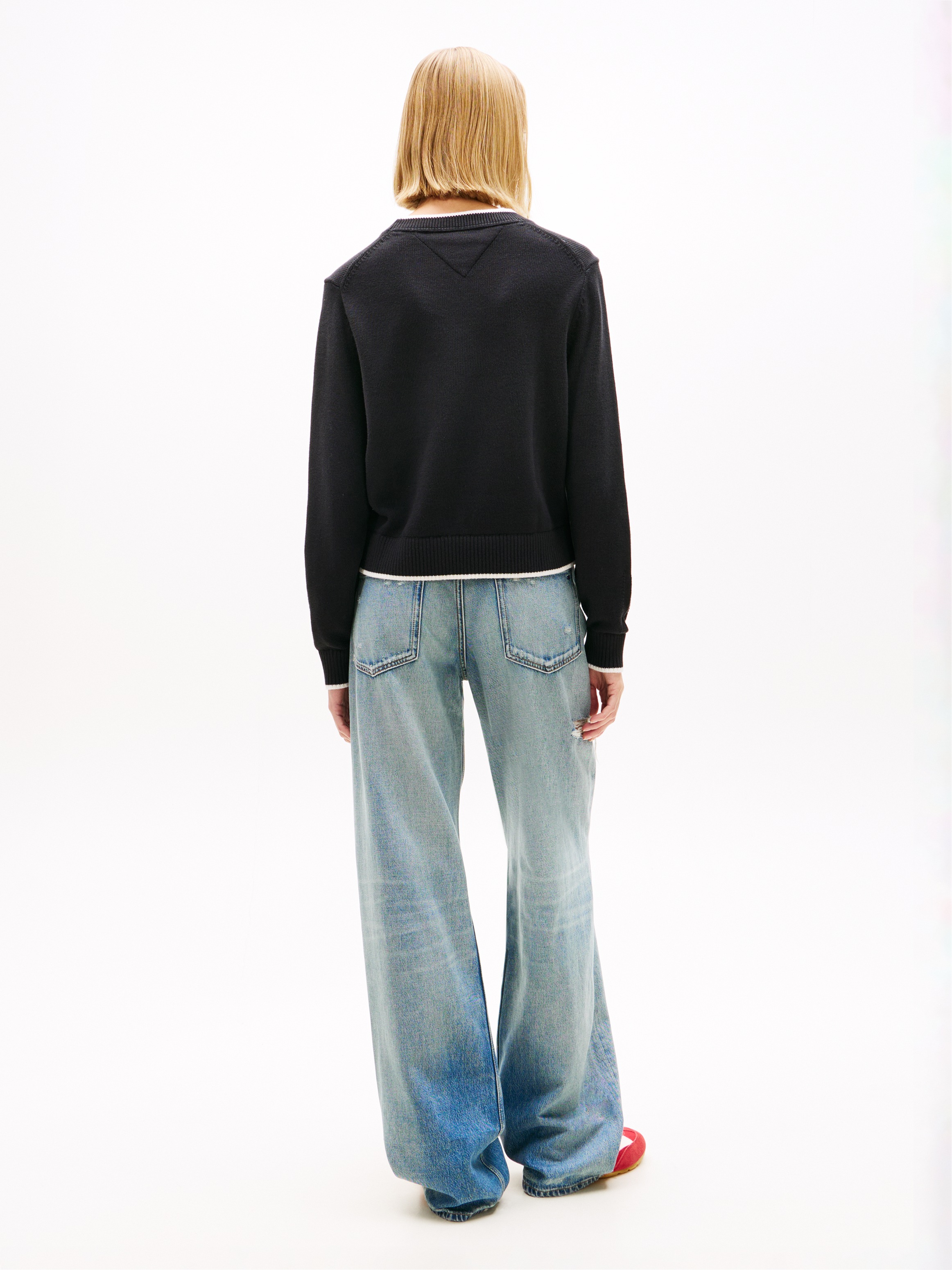 Tommy Jeans Pull en tricot »TJW TIPPING FLAG SWEATER EXT« avec intarsia logo, coupe décontractée
